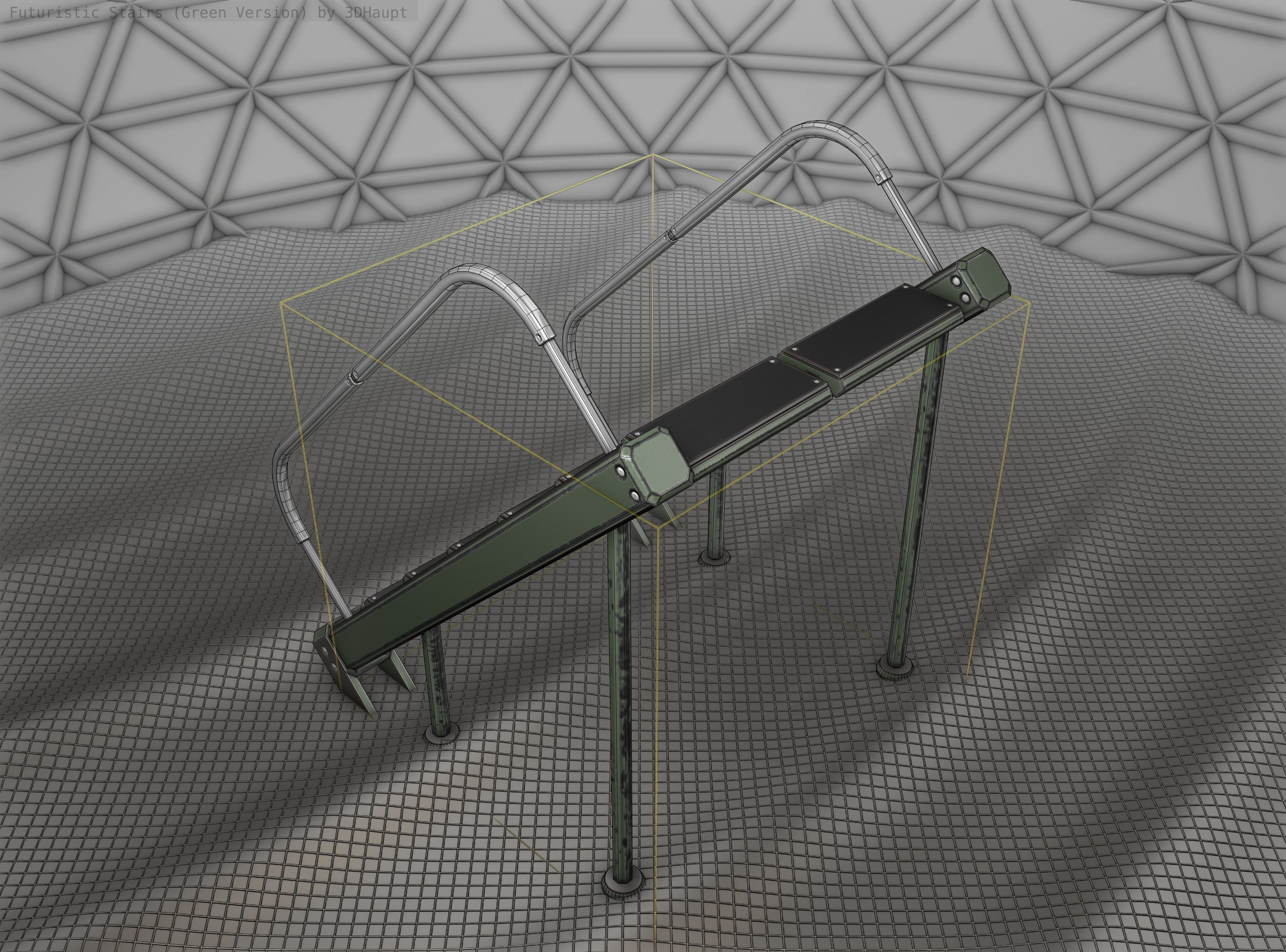 Sci-Fi Stairs - 20 - Green Version Low-poly 3D model_2