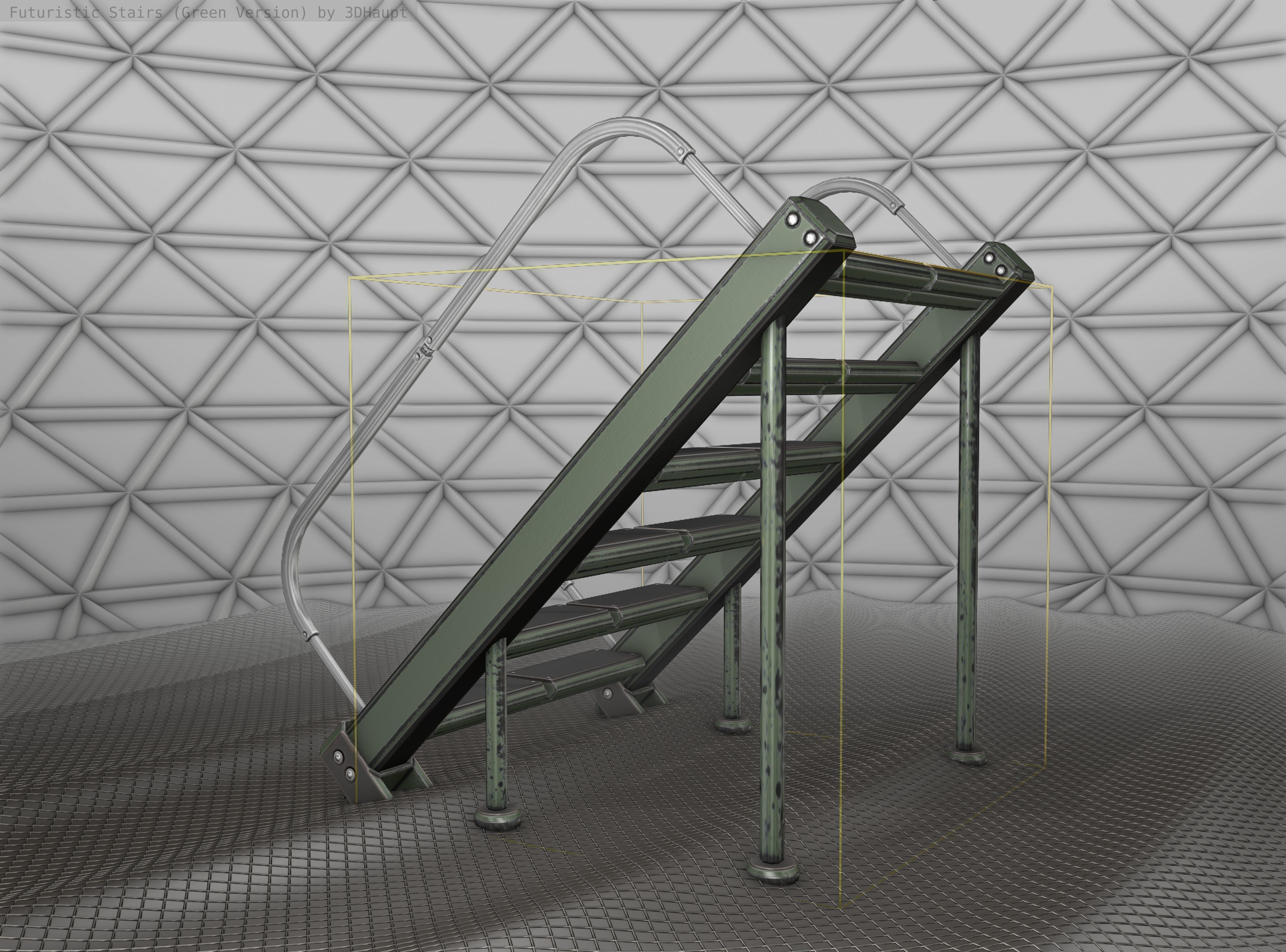 Sci-Fi Stairs - 20 - Green Version Low-poly 3D model_10