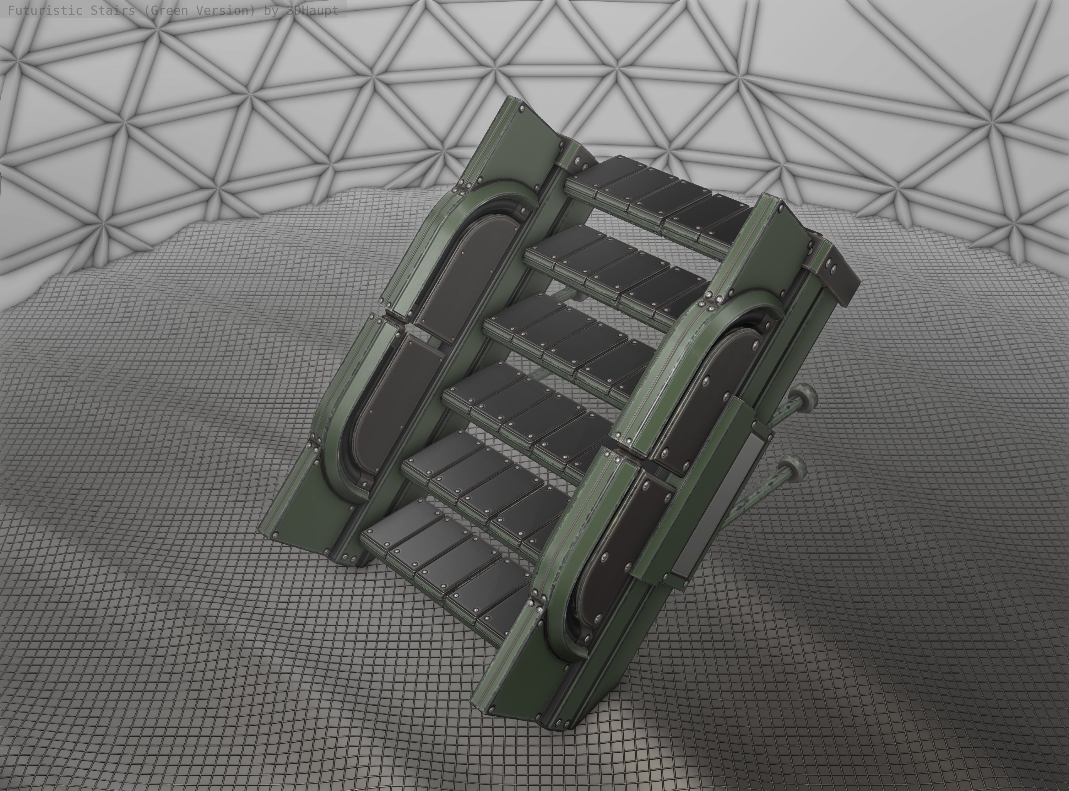 Sci-Fi Stairs - 20 - Green Version Low-poly 3D model_25