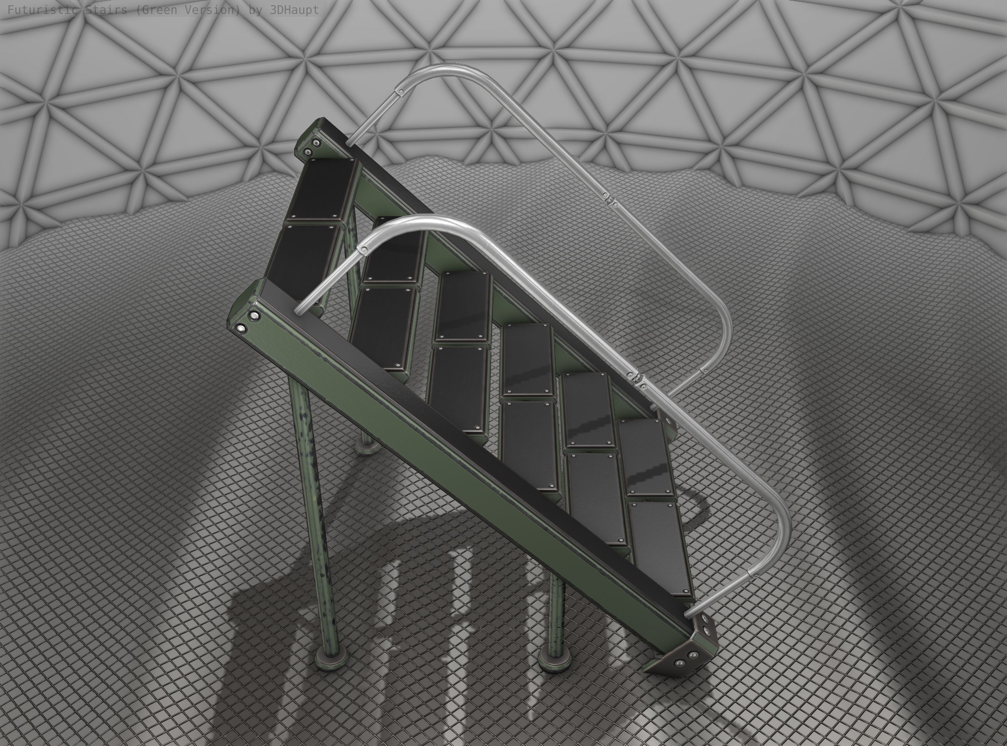 Sci-Fi Stairs - 20 - Green Version Low-poly 3D model_5