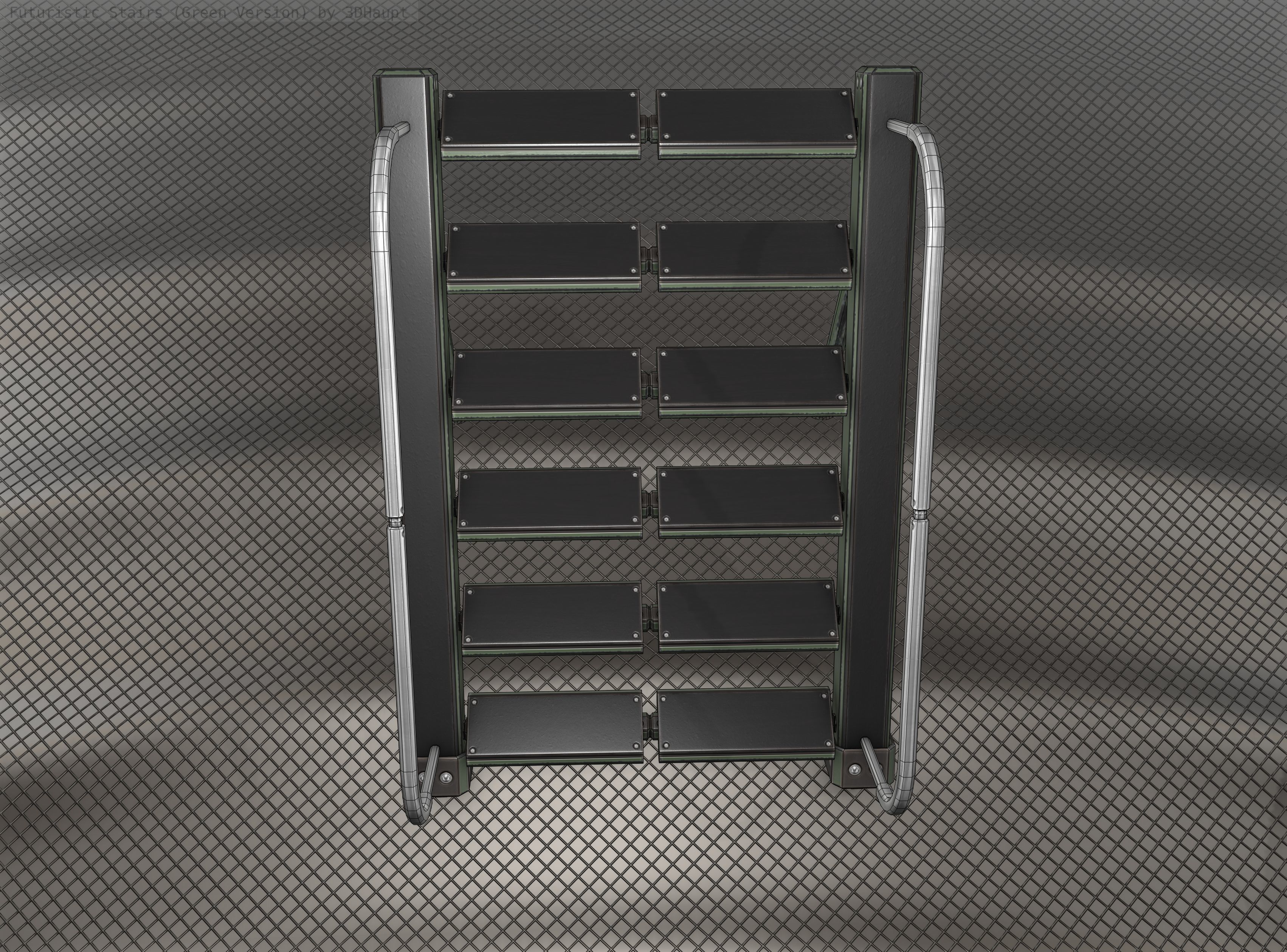 Sci-Fi Stairs - 20 - Green Version Low-poly 3D model_15
