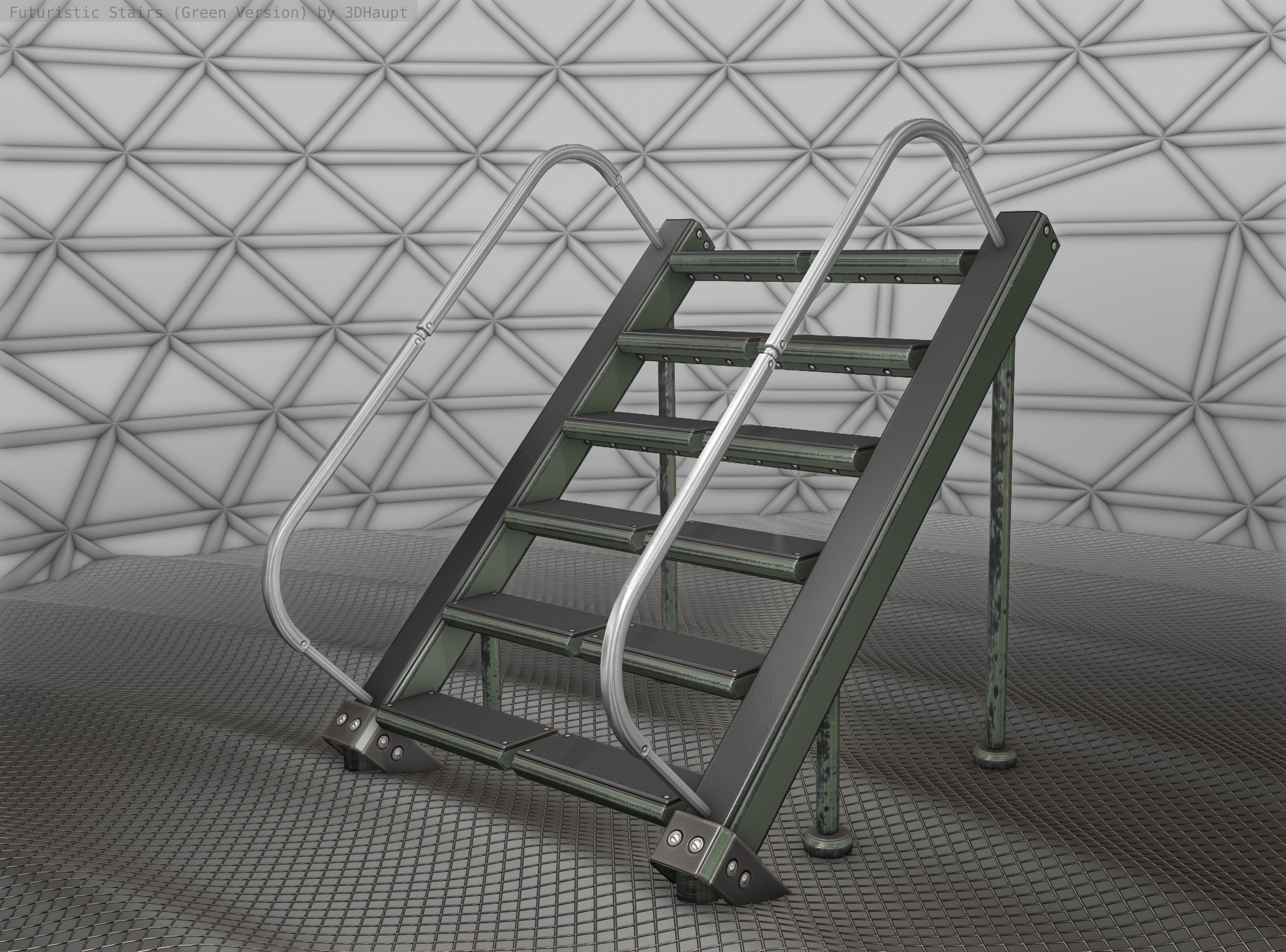 Sci-Fi Stairs - 20 - Green Version Low-poly 3D model_23