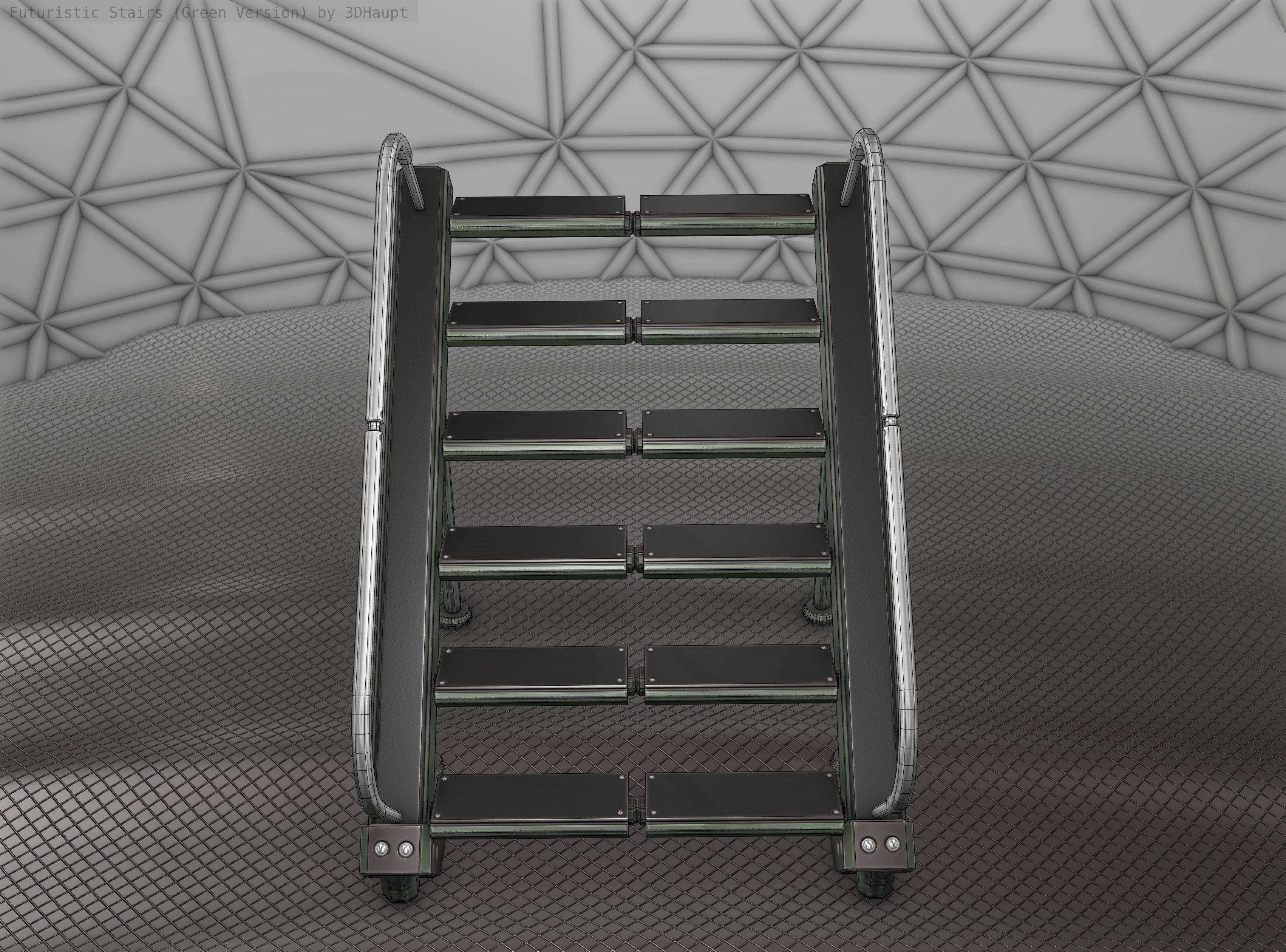 Sci-Fi Stairs - 20 - Green Version Low-poly 3D model_7
