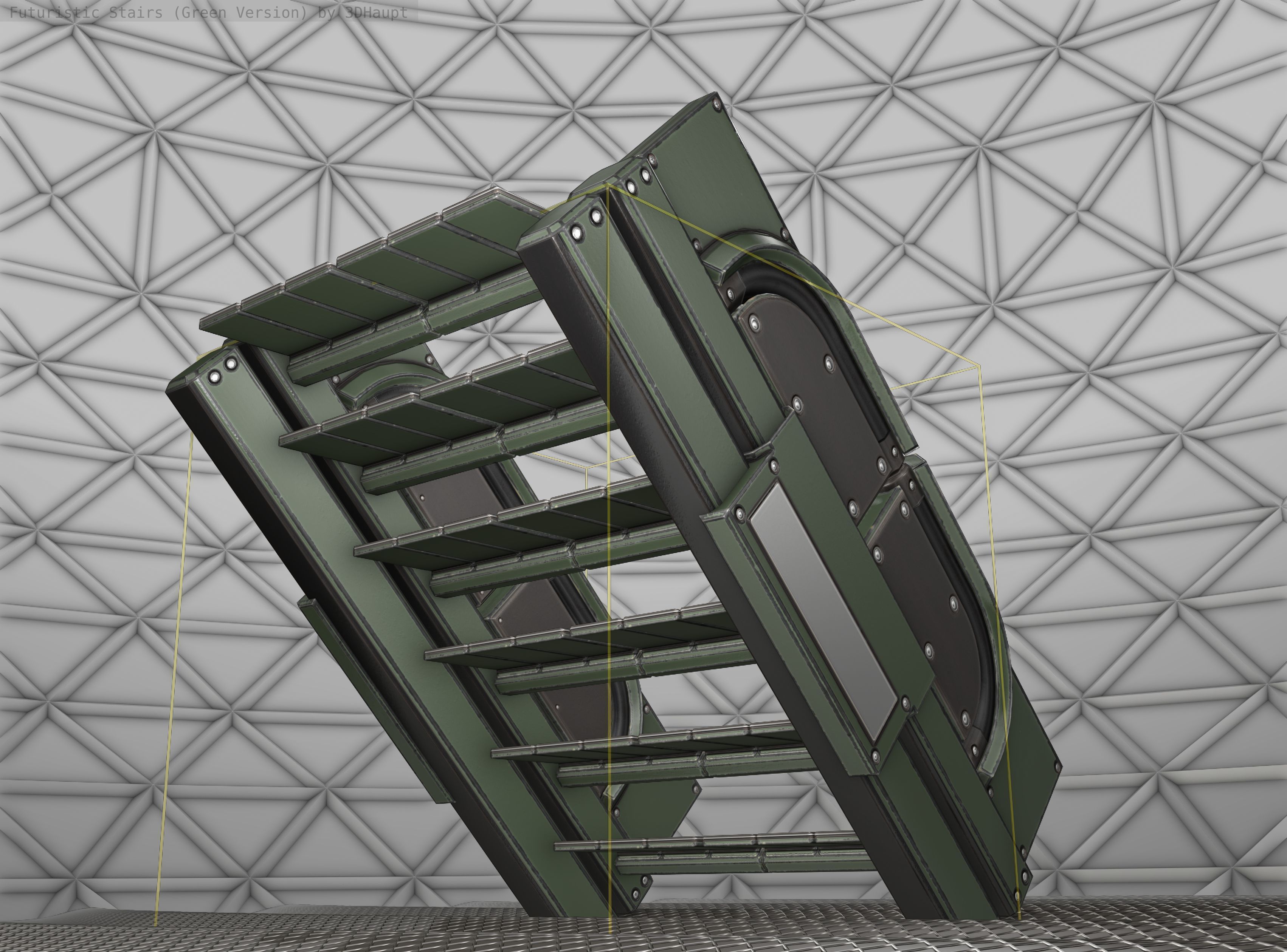 Sci-Fi Stairs - 23 - Green Version Low-poly 3D model_21