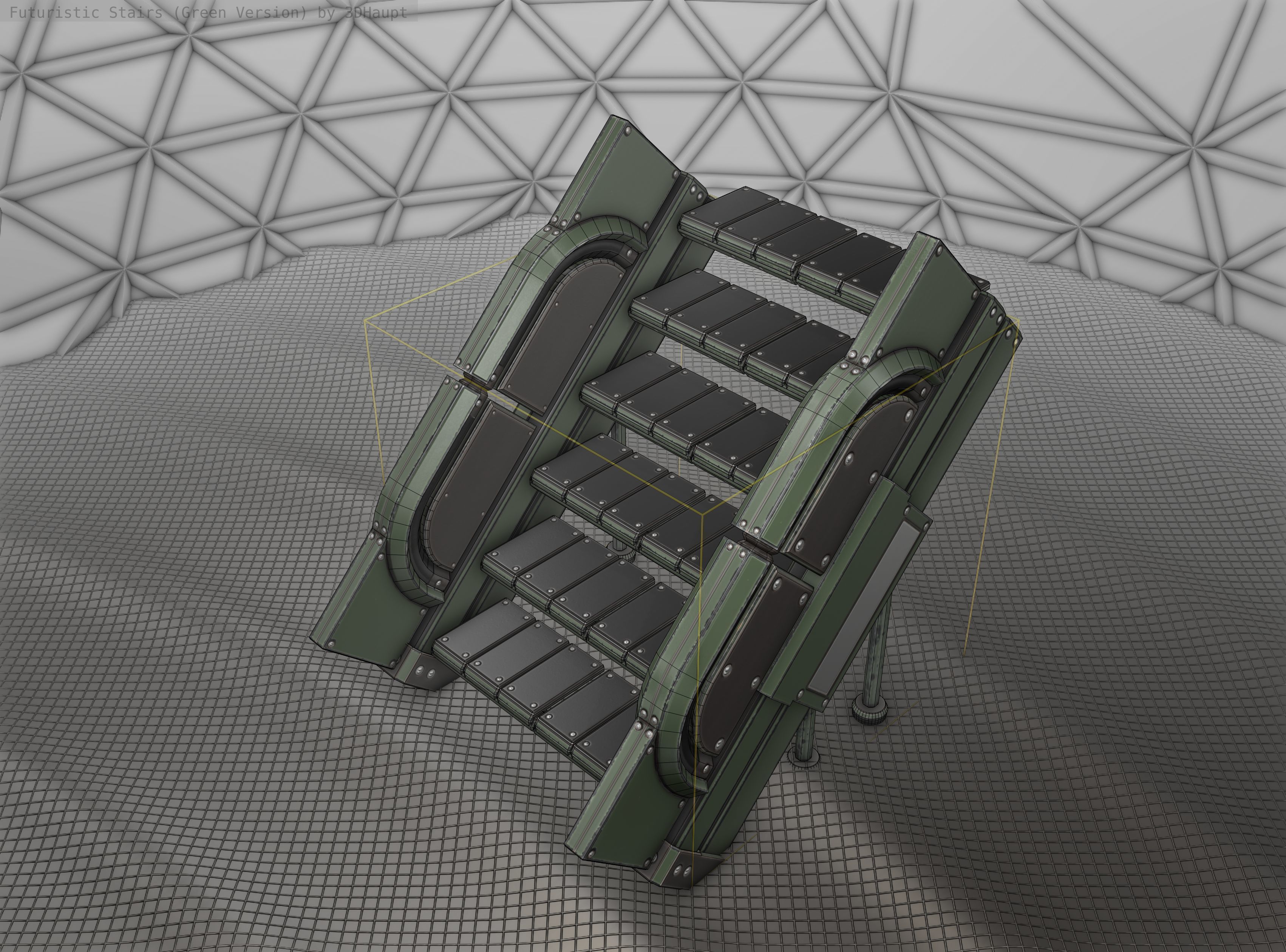 Sci-Fi Stairs - 23 - Green Version Low-poly 3D model_25