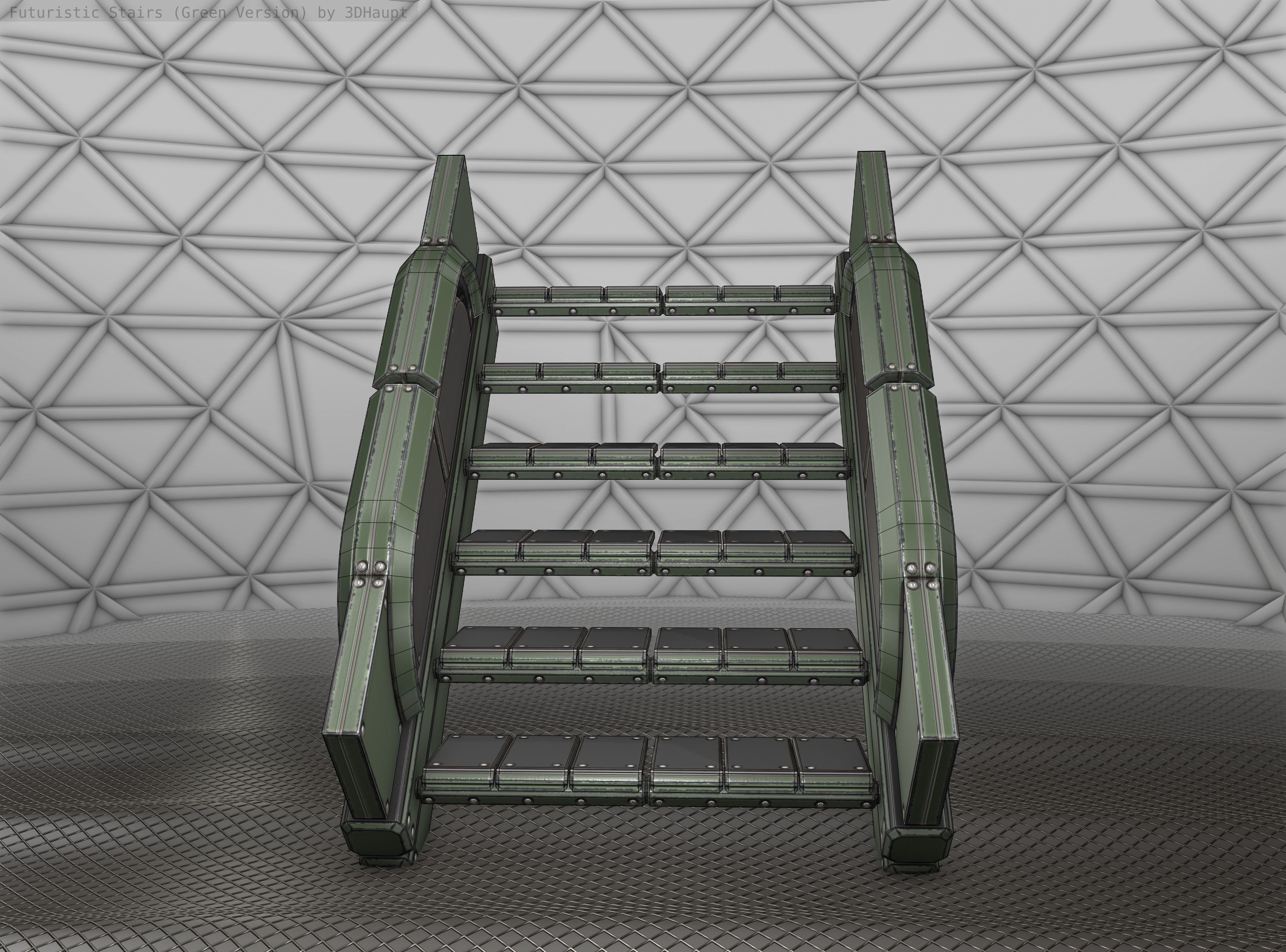 Sci-Fi Stairs - 23 - Green Version Low-poly 3D model_14