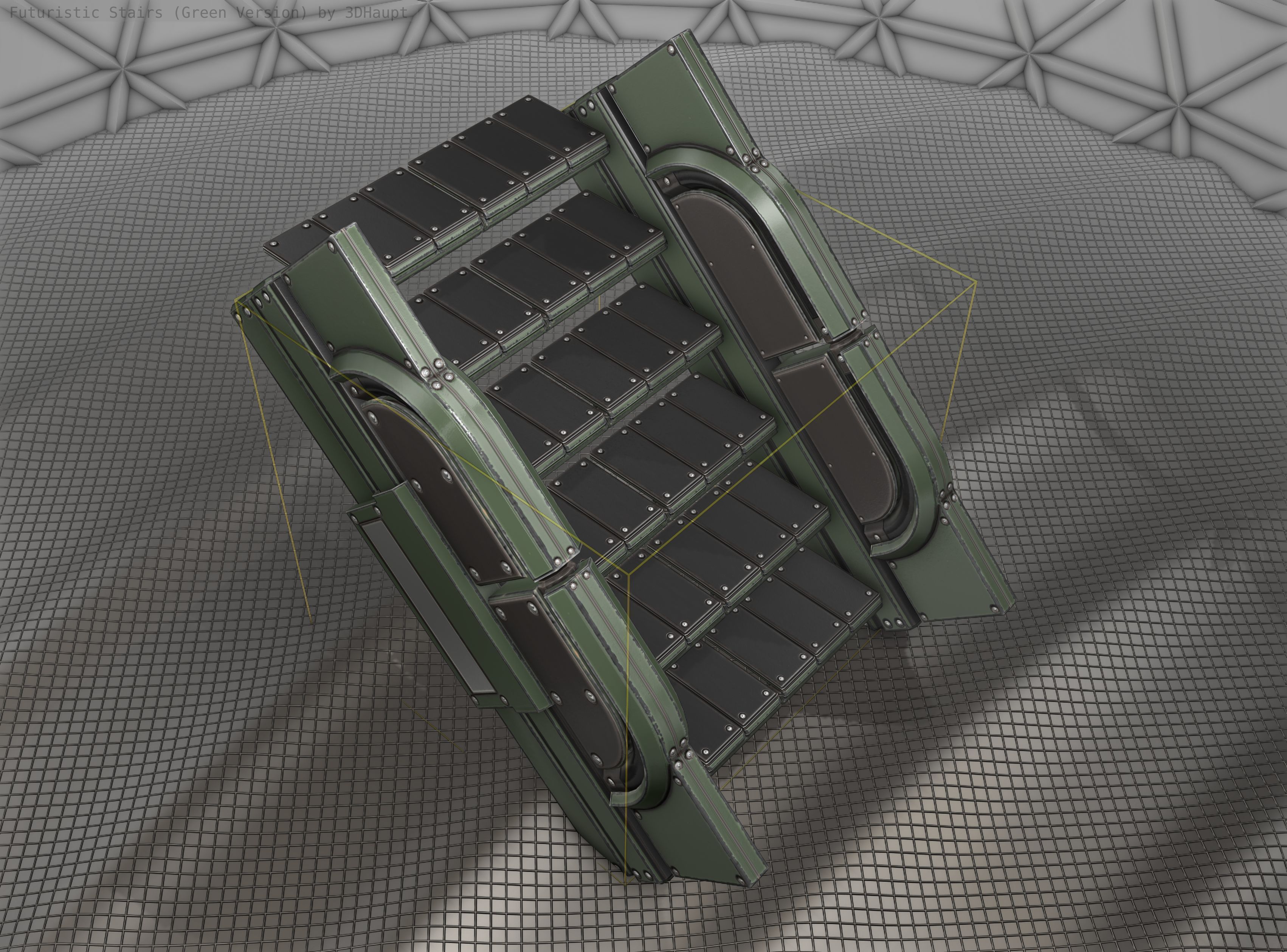 Sci-Fi Stairs - 23 - Green Version Low-poly 3D model_19