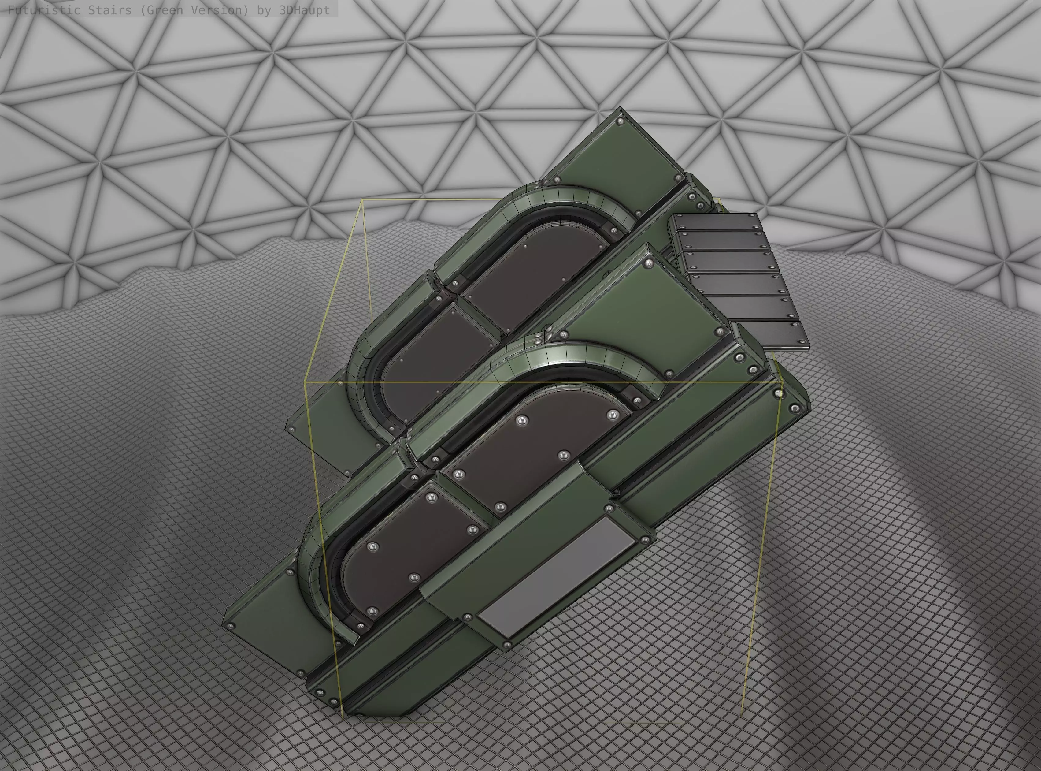 Sci-Fi Stairs - 23 - Green Version Low-poly 3D model_0