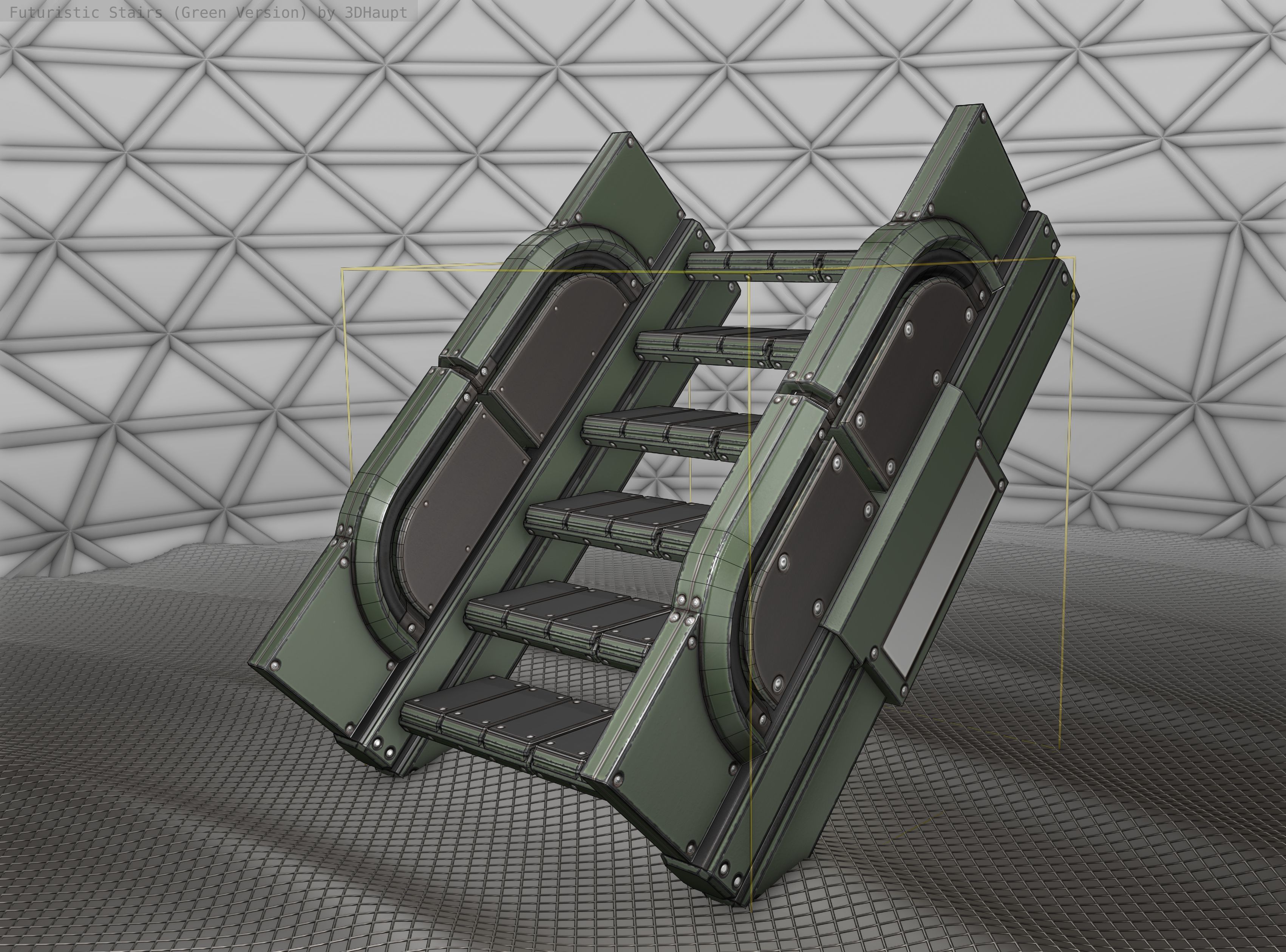 Sci-Fi Stairs - 23 - Green Version Low-poly 3D model_23