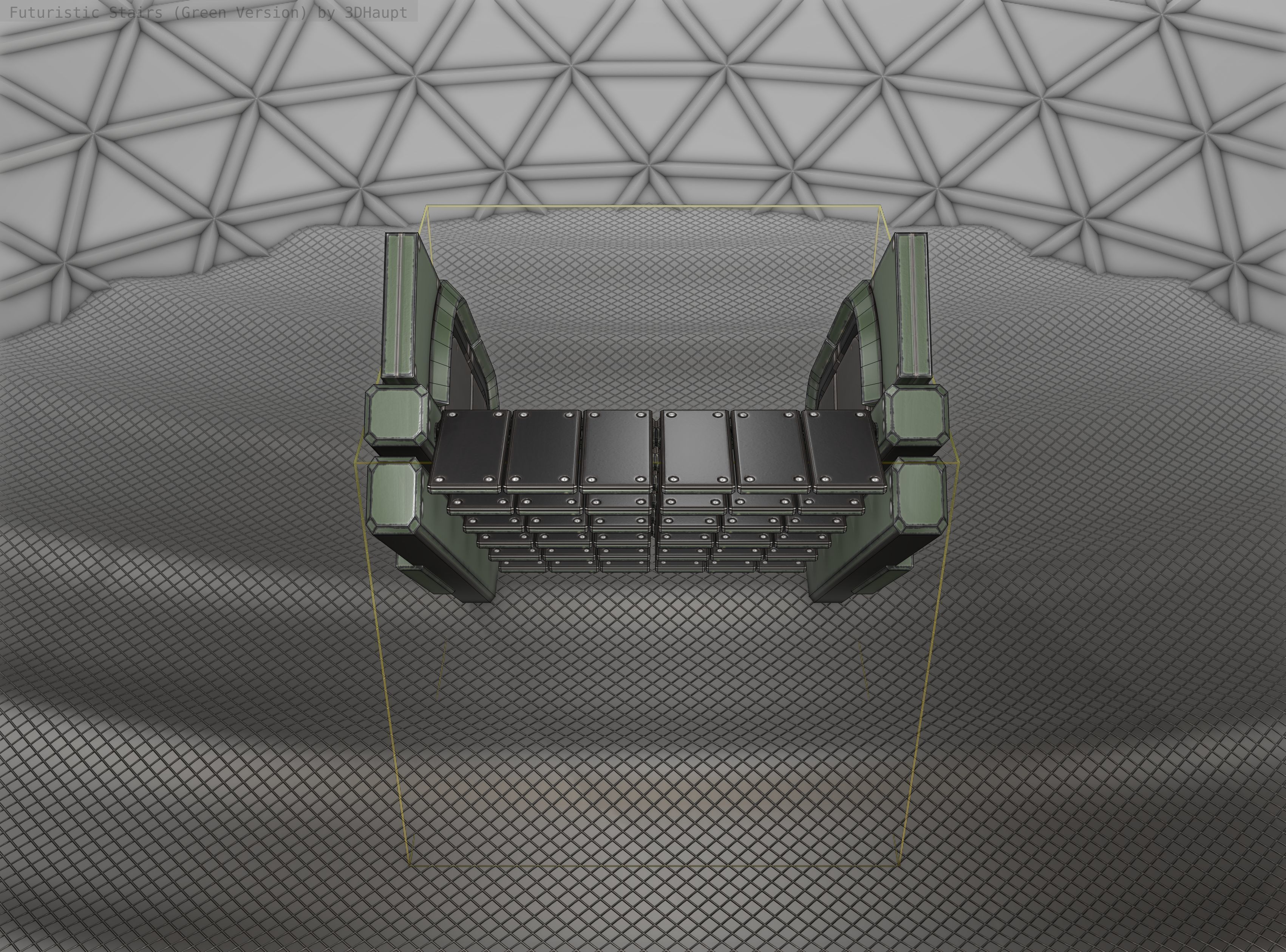 Sci-Fi Stairs - 23 - Green Version Low-poly 3D model_3