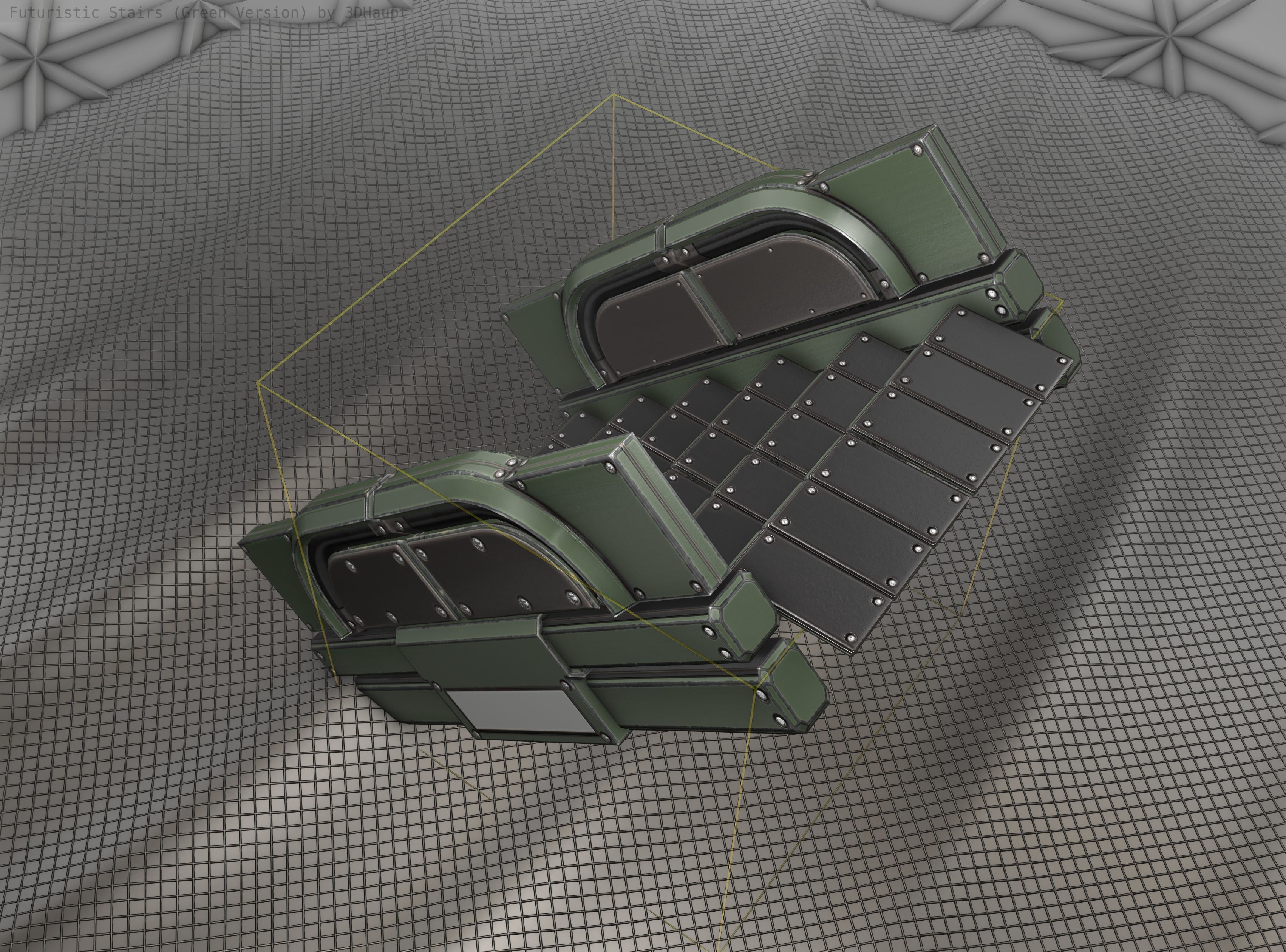 Sci-Fi Stairs - 23 - Green Version Low-poly 3D model_17