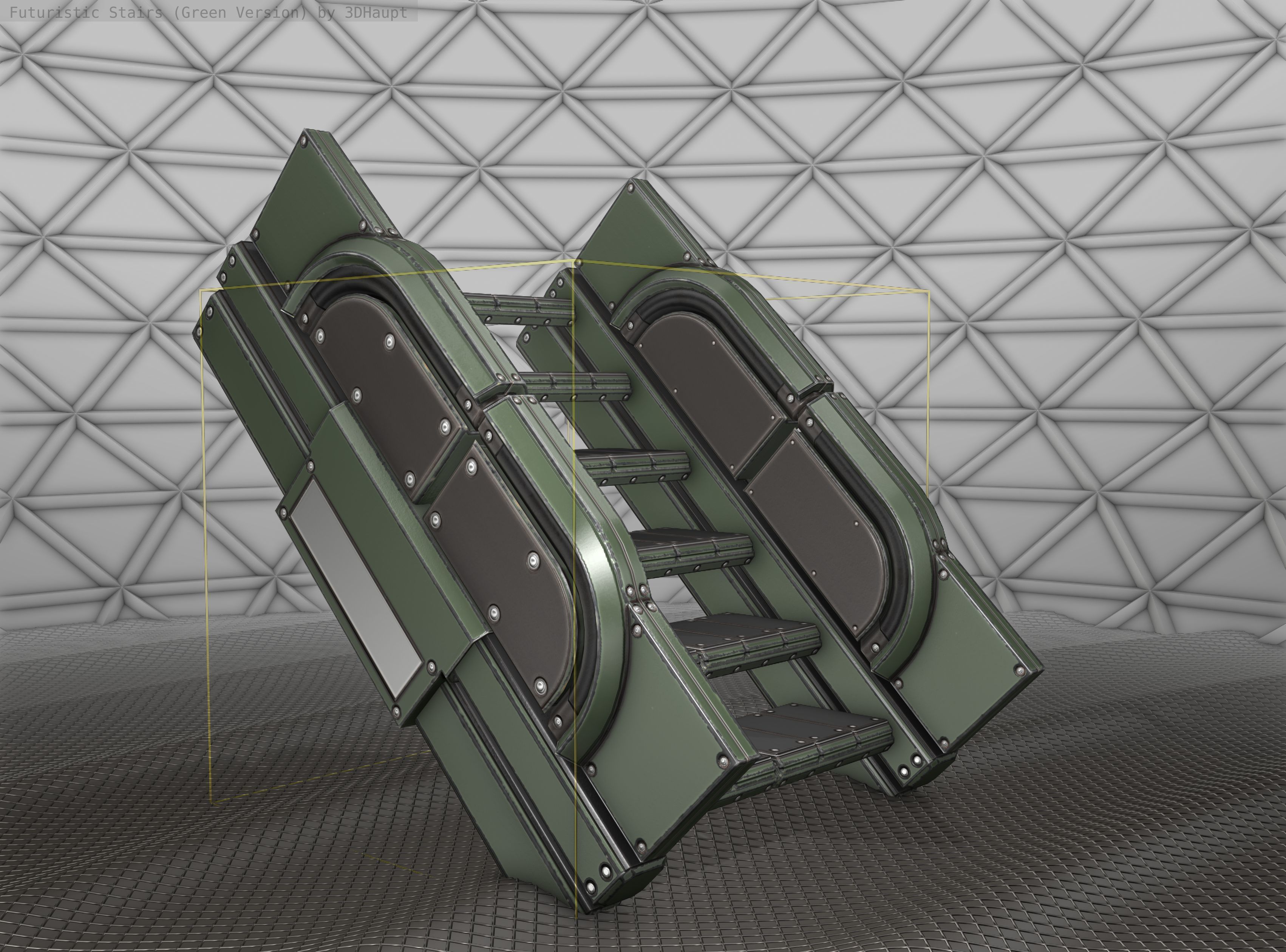 Sci-Fi Stairs - 23 - Green Version Low-poly 3D model_13