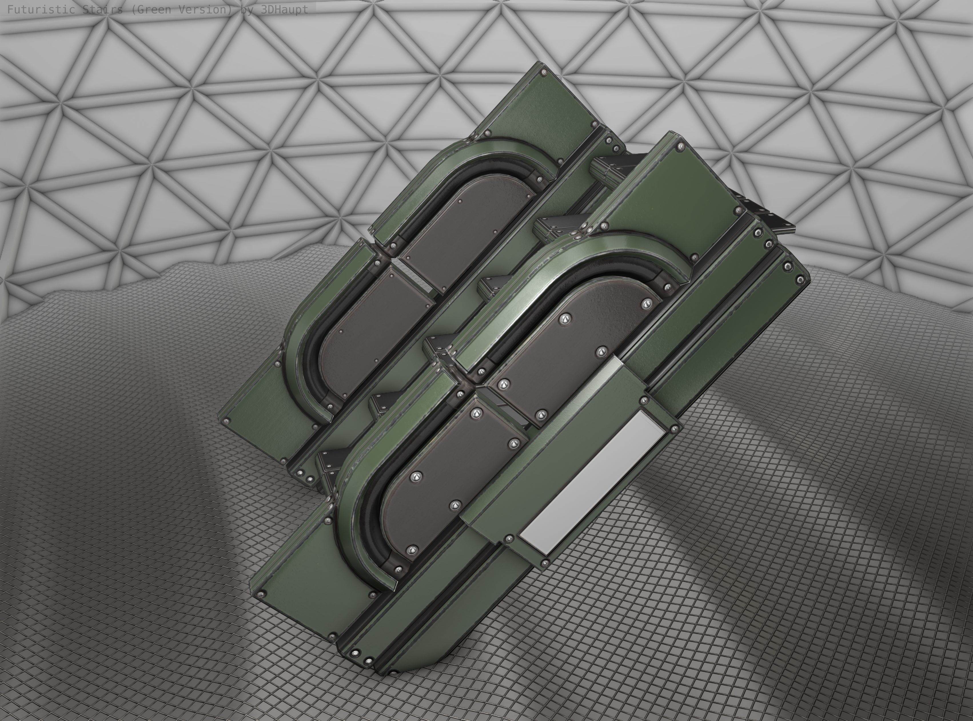 Sci-Fi Stairs - 23 - Green Version Low-poly 3D model_24