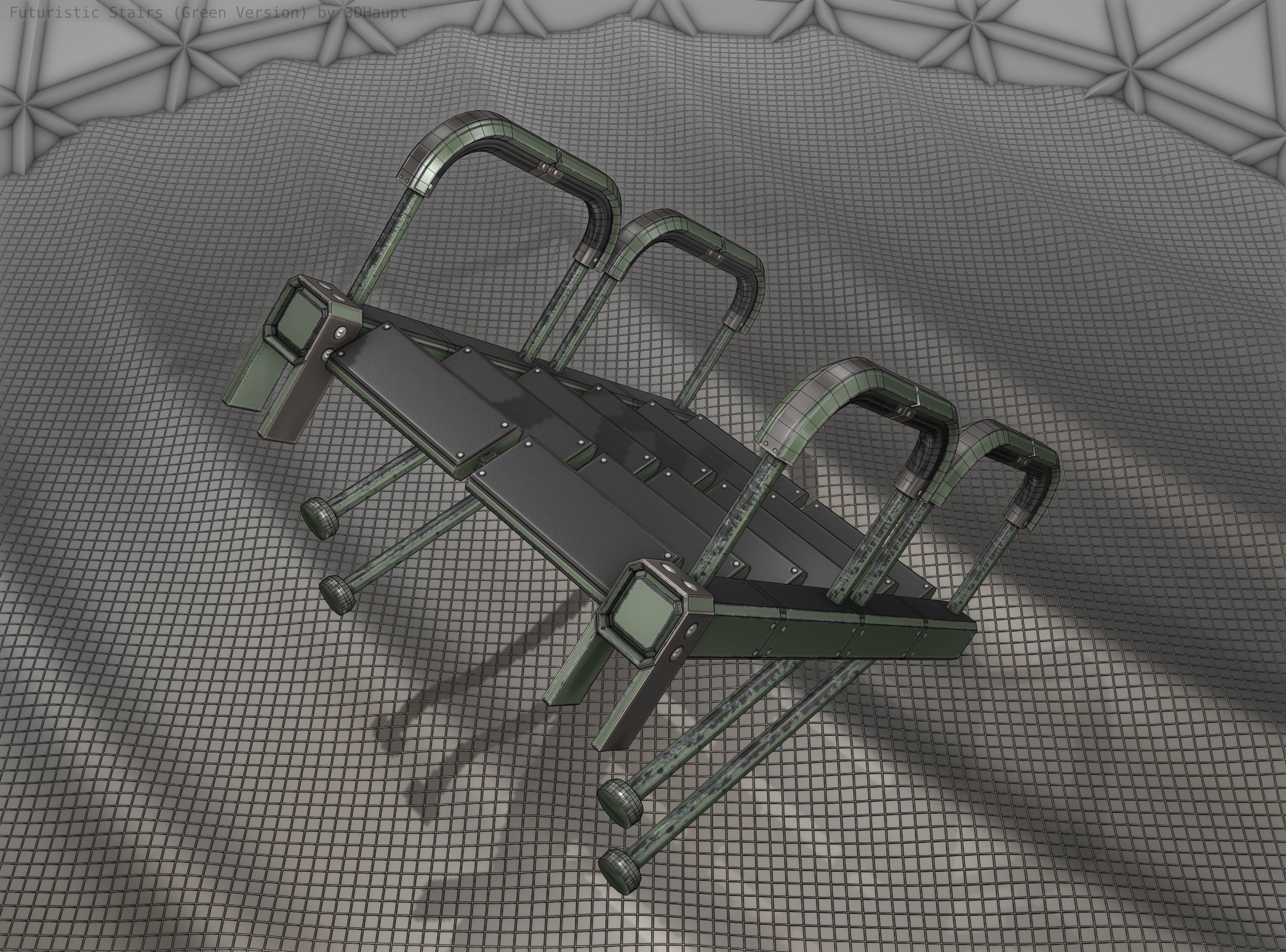 Sci-Fi Stairs - 25 - Green Version Low-poly 3D model_18