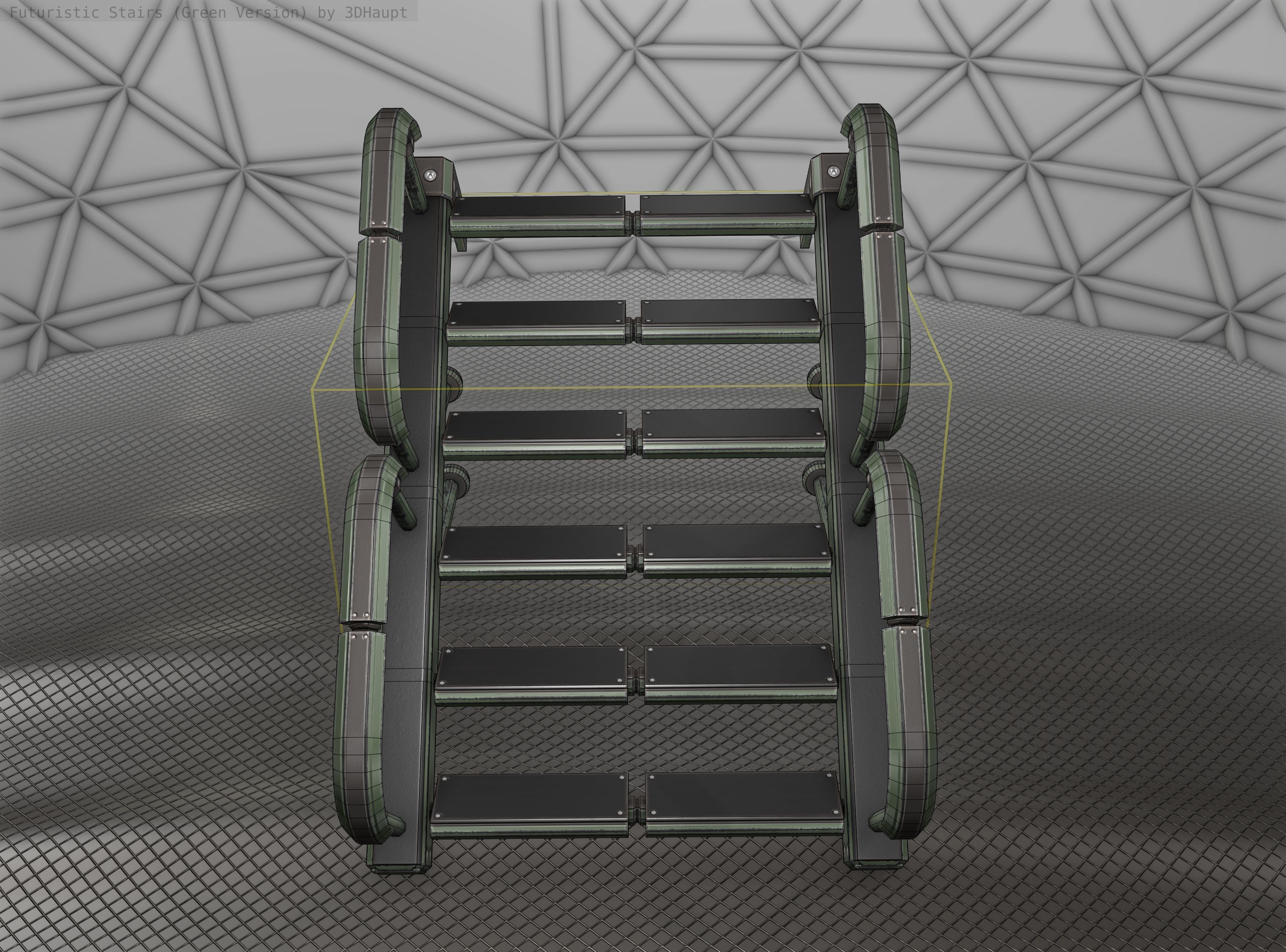 Sci-Fi Stairs - 25 - Green Version Low-poly 3D model_8
