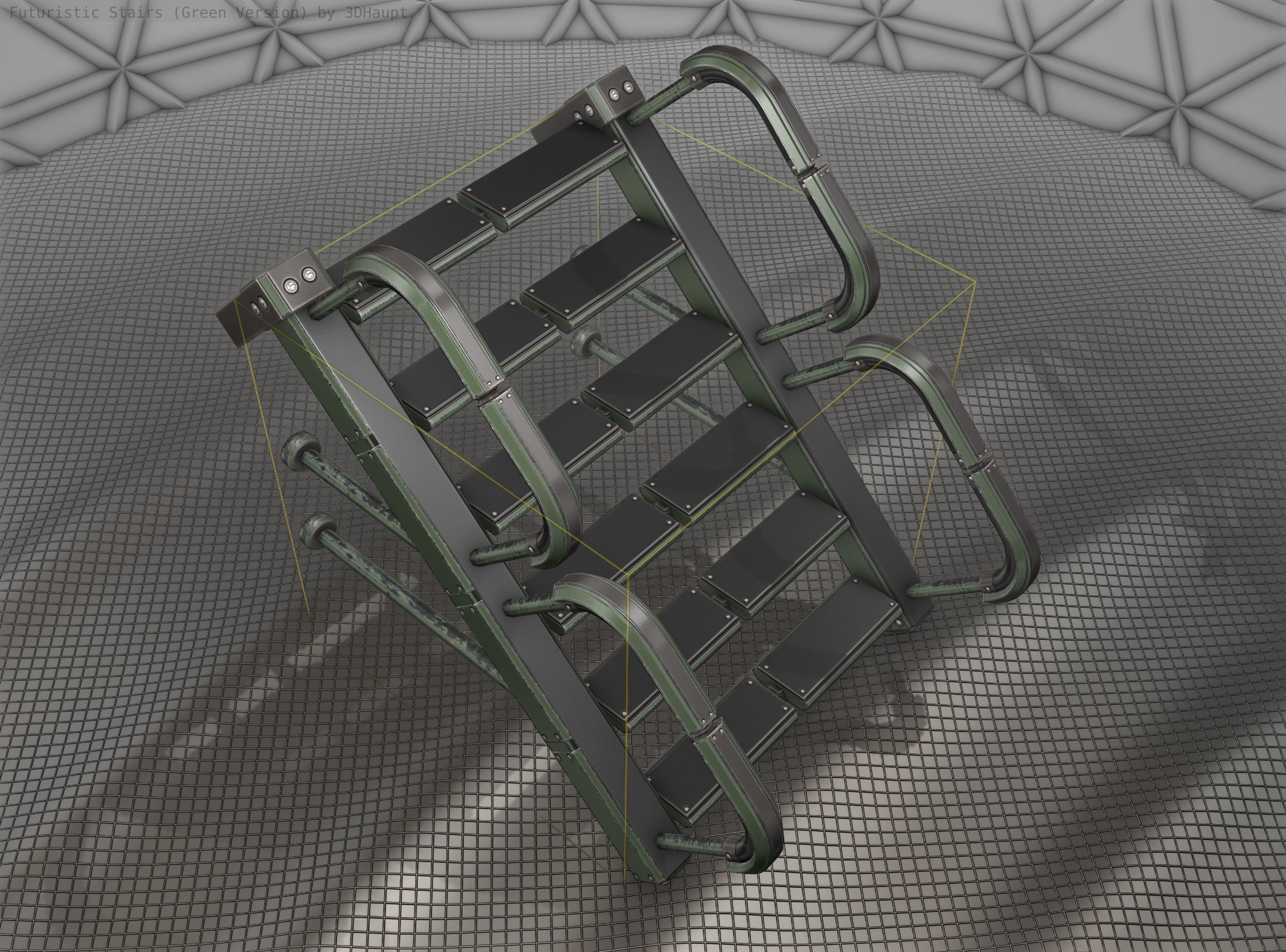 Sci-Fi Stairs - 25 - Green Version Low-poly 3D model_19