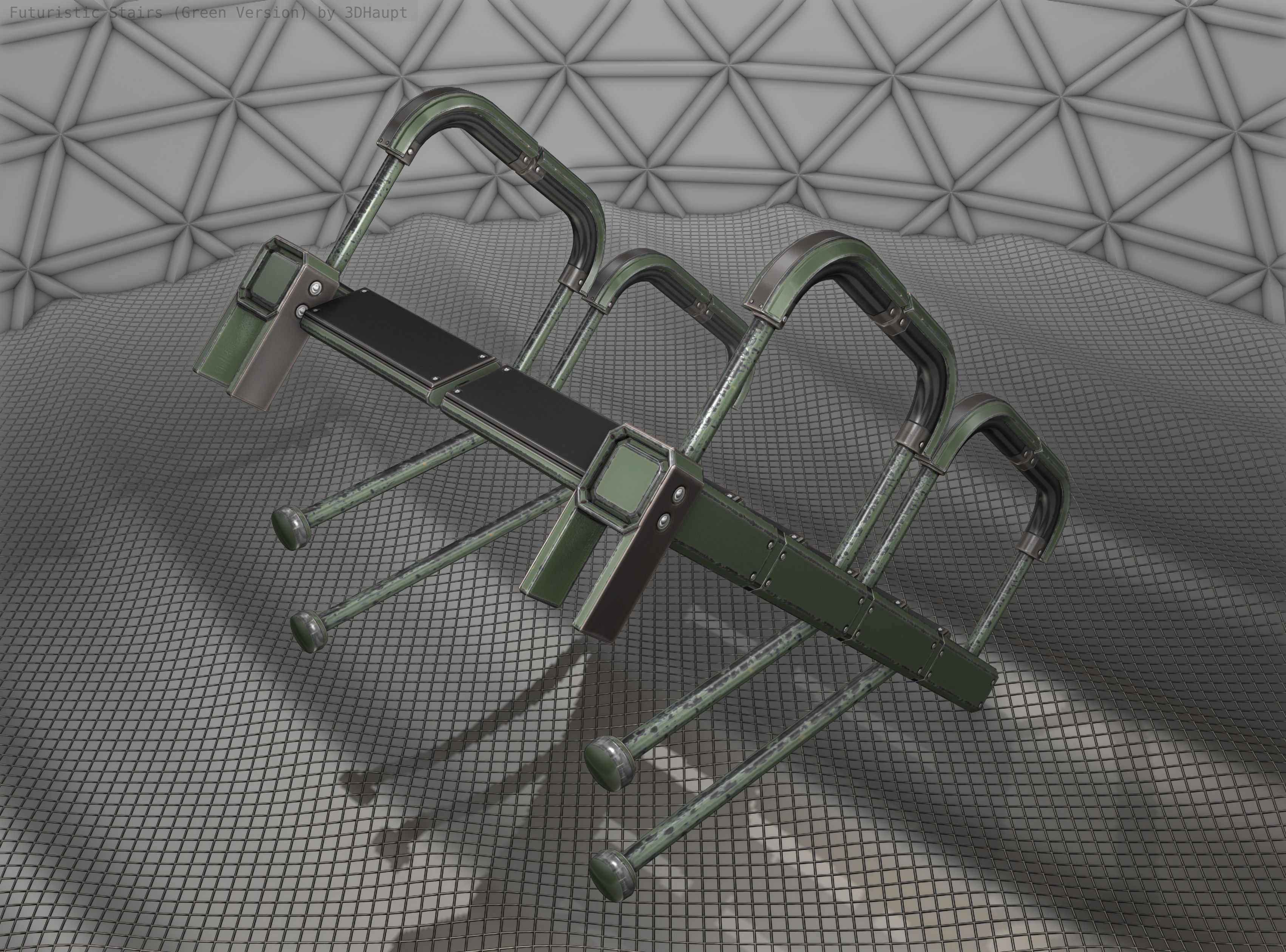 Sci-Fi Stairs - 25 - Green Version Low-poly 3D model_5