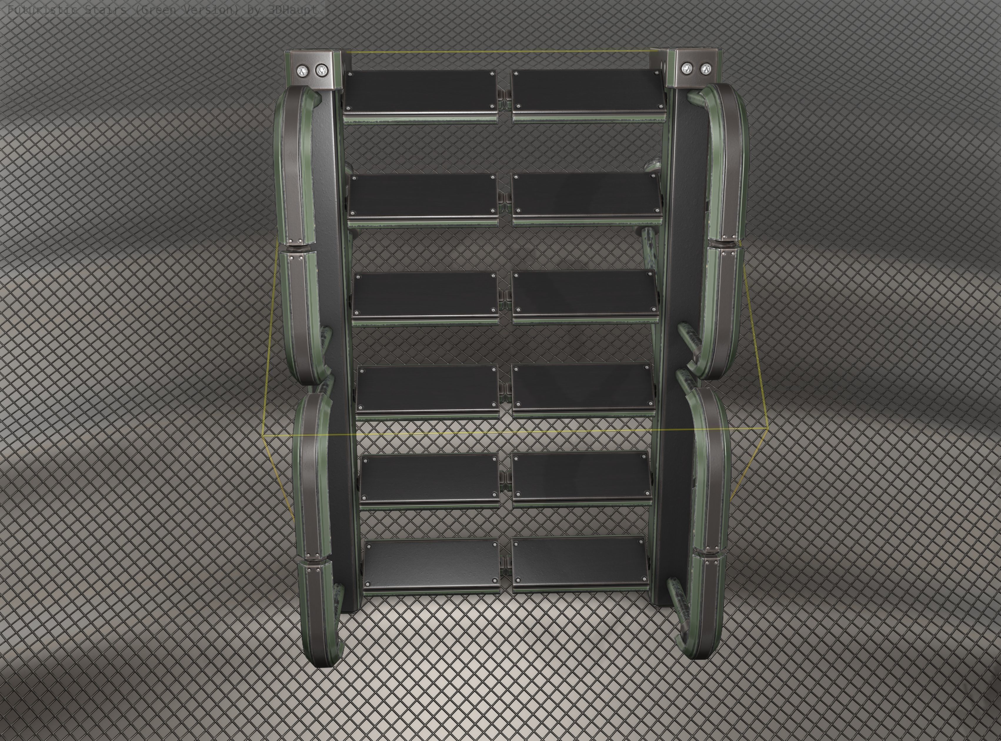 Sci-Fi Stairs - 25 - Green Version Low-poly 3D model_15