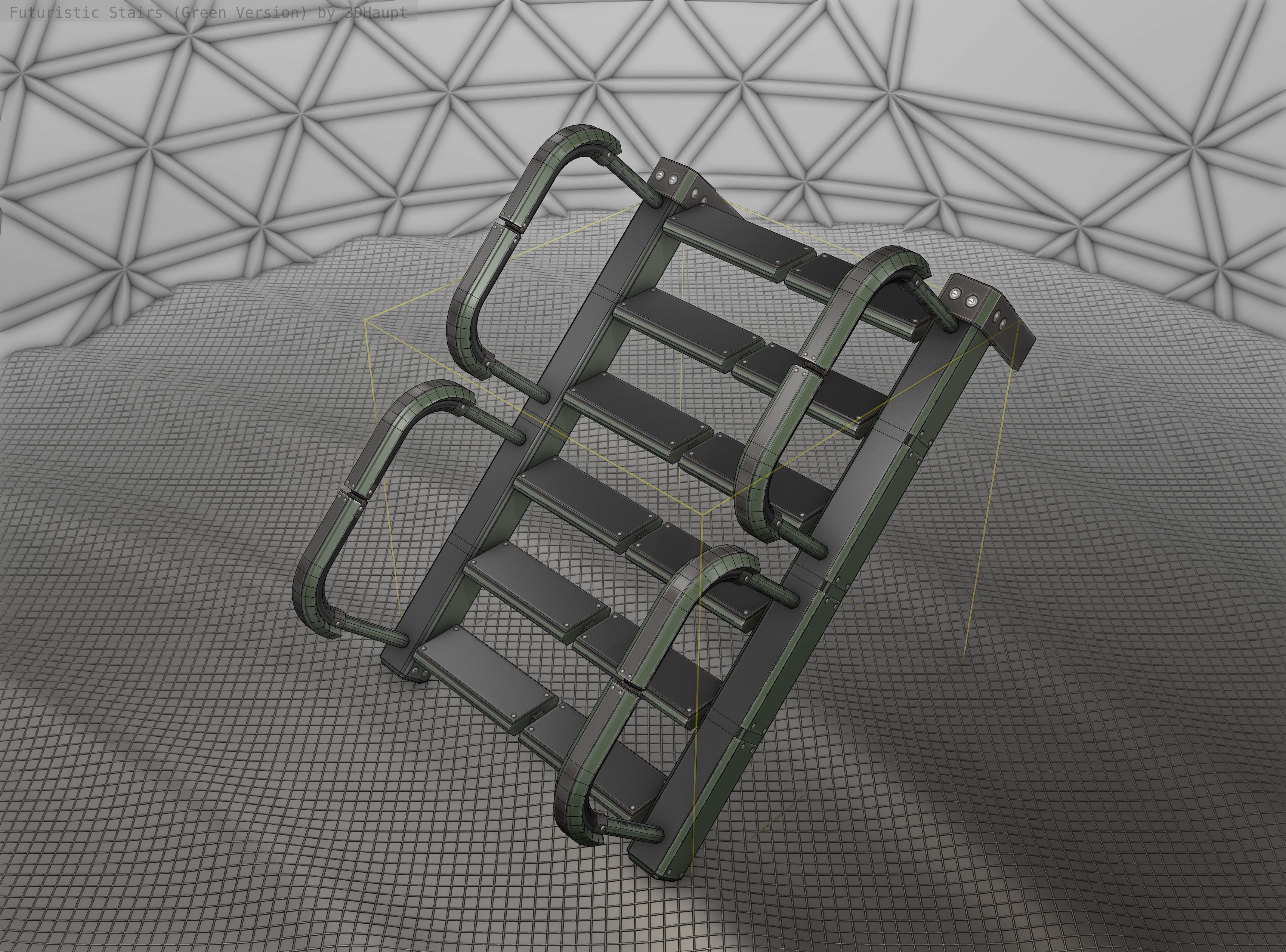 Sci-Fi Stairs - 25 - Green Version Low-poly 3D model_25