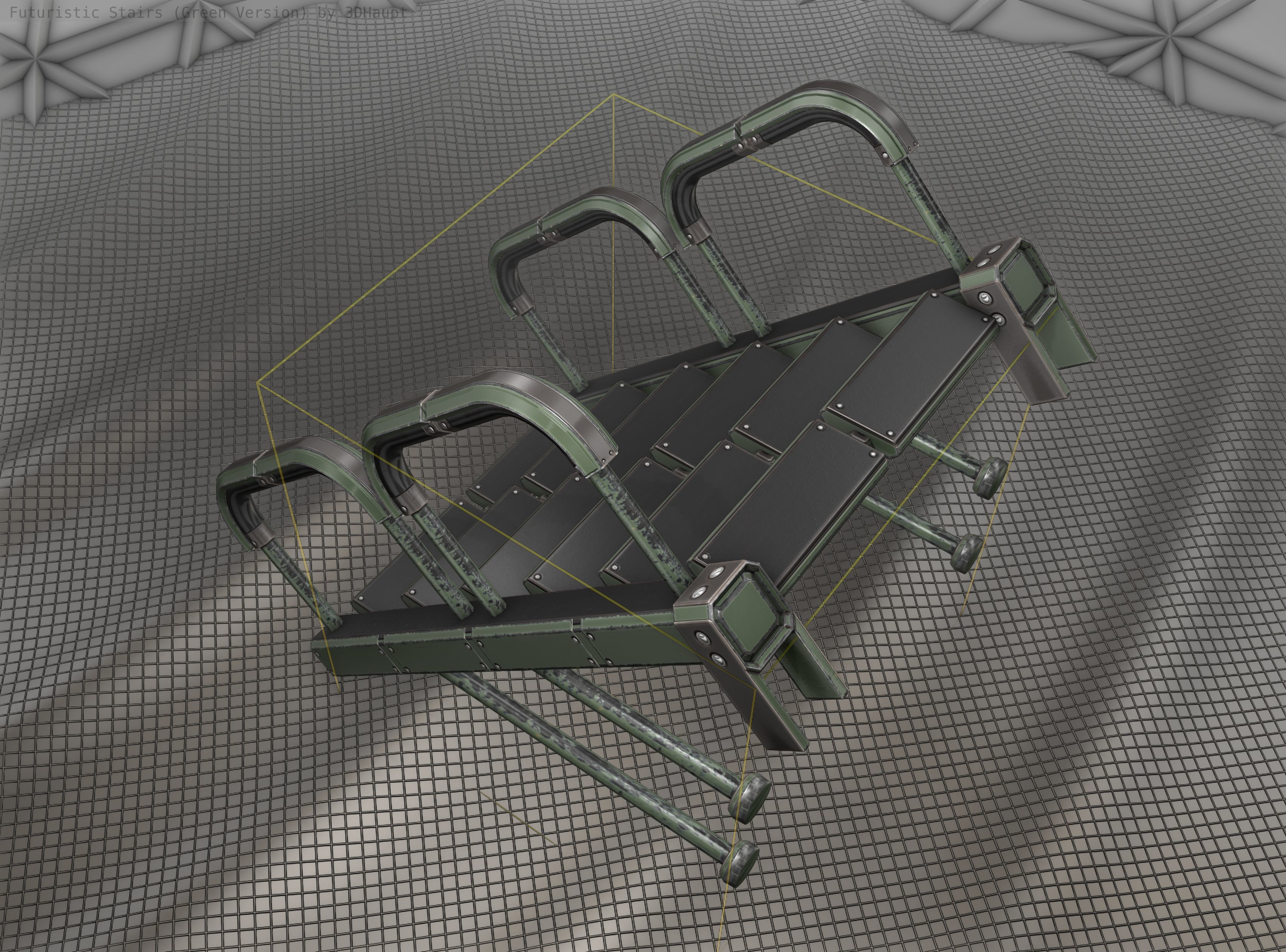 Sci-Fi Stairs - 25 - Green Version Low-poly 3D model_17