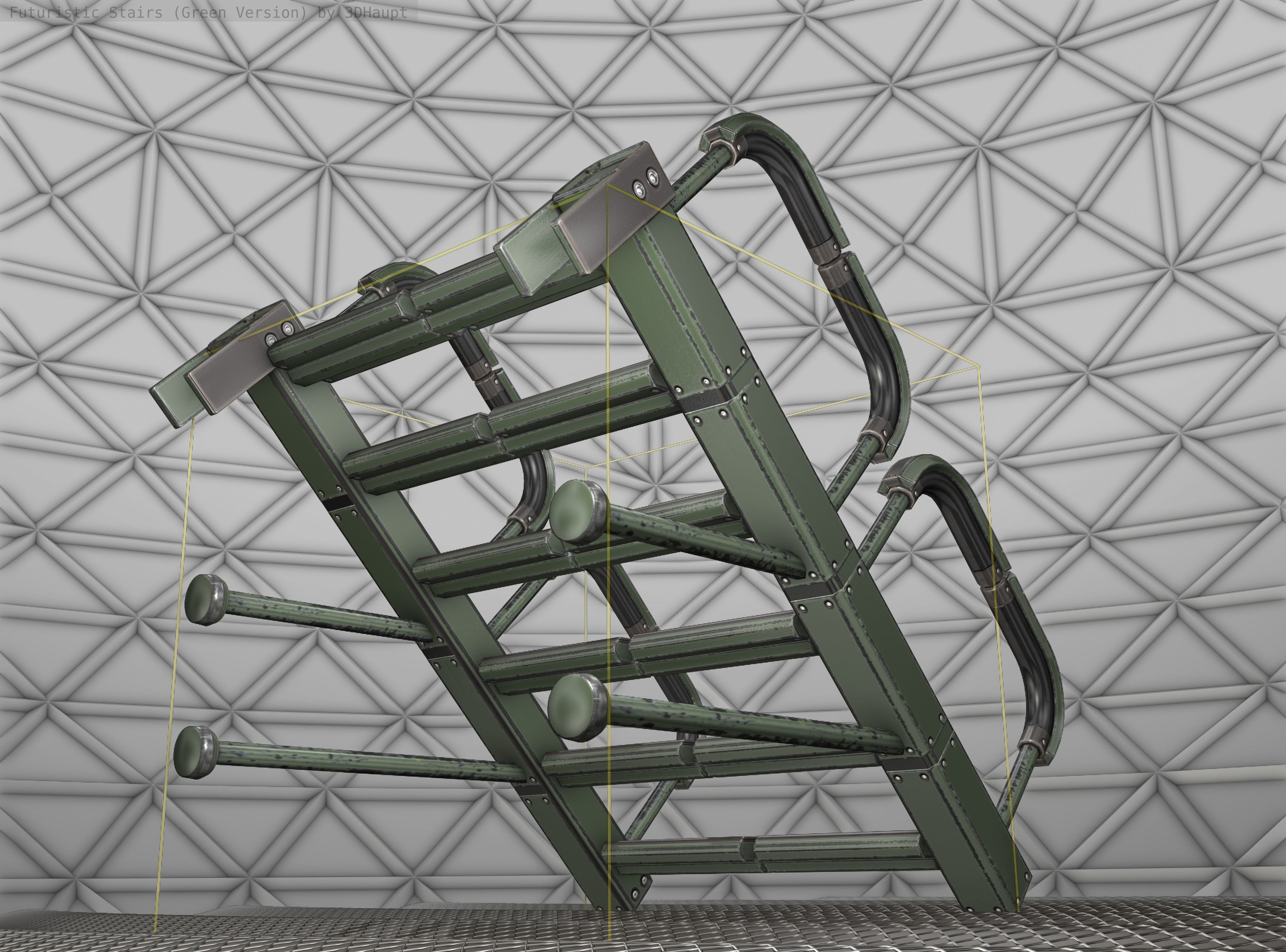 Sci-Fi Stairs - 25 - Green Version Low-poly 3D model_21