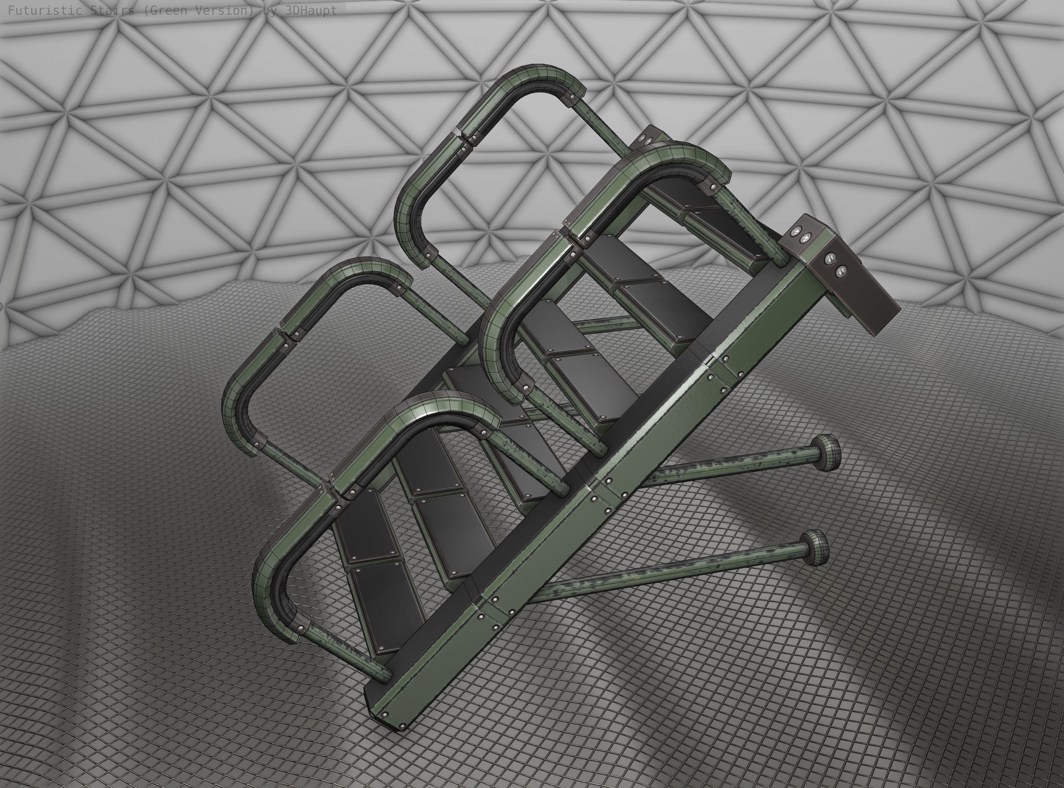 Sci-Fi Stairs - 25 - Green Version Low-poly 3D model_24