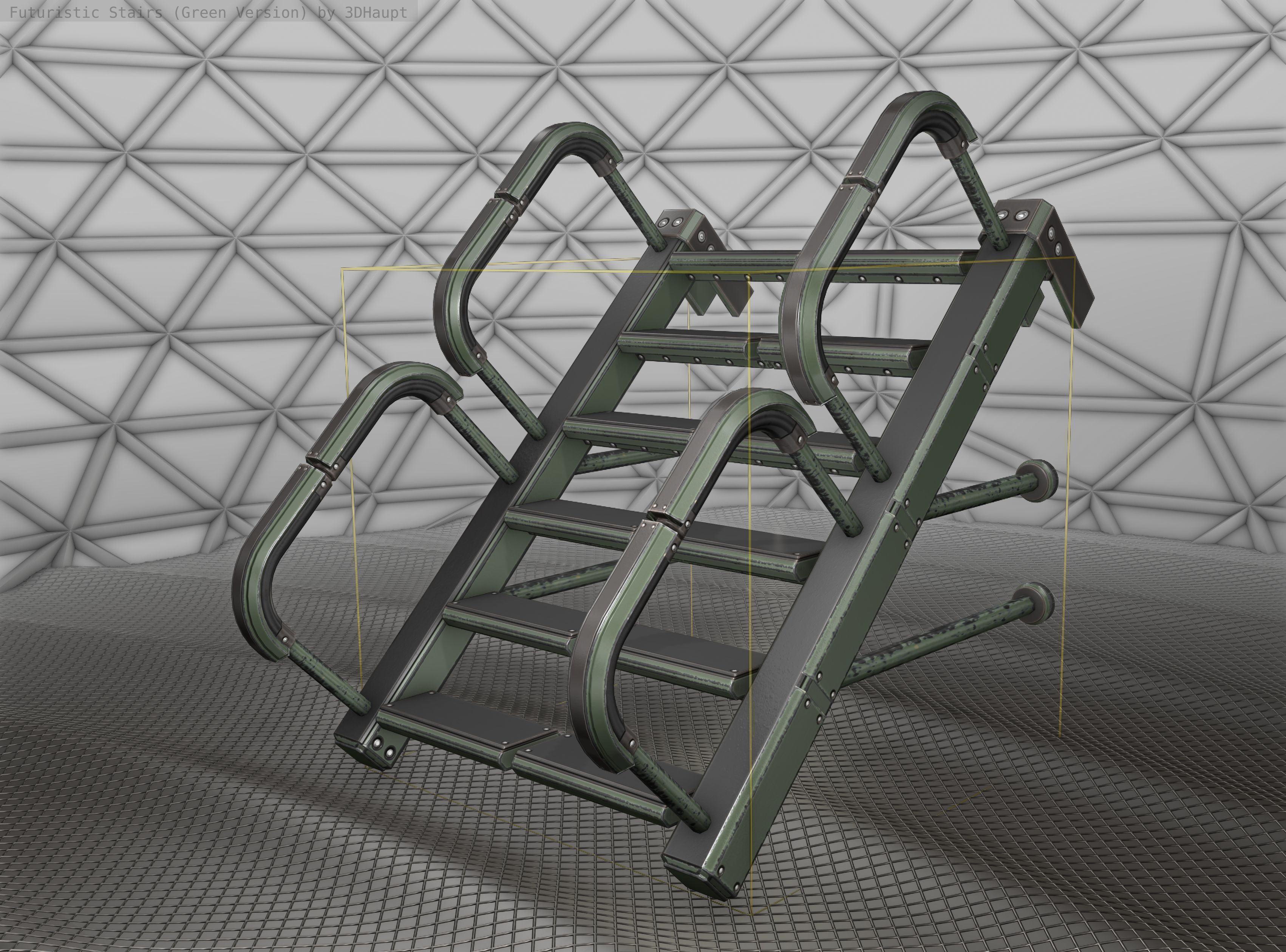 Sci-Fi Stairs - 25 - Green Version Low-poly 3D model_23