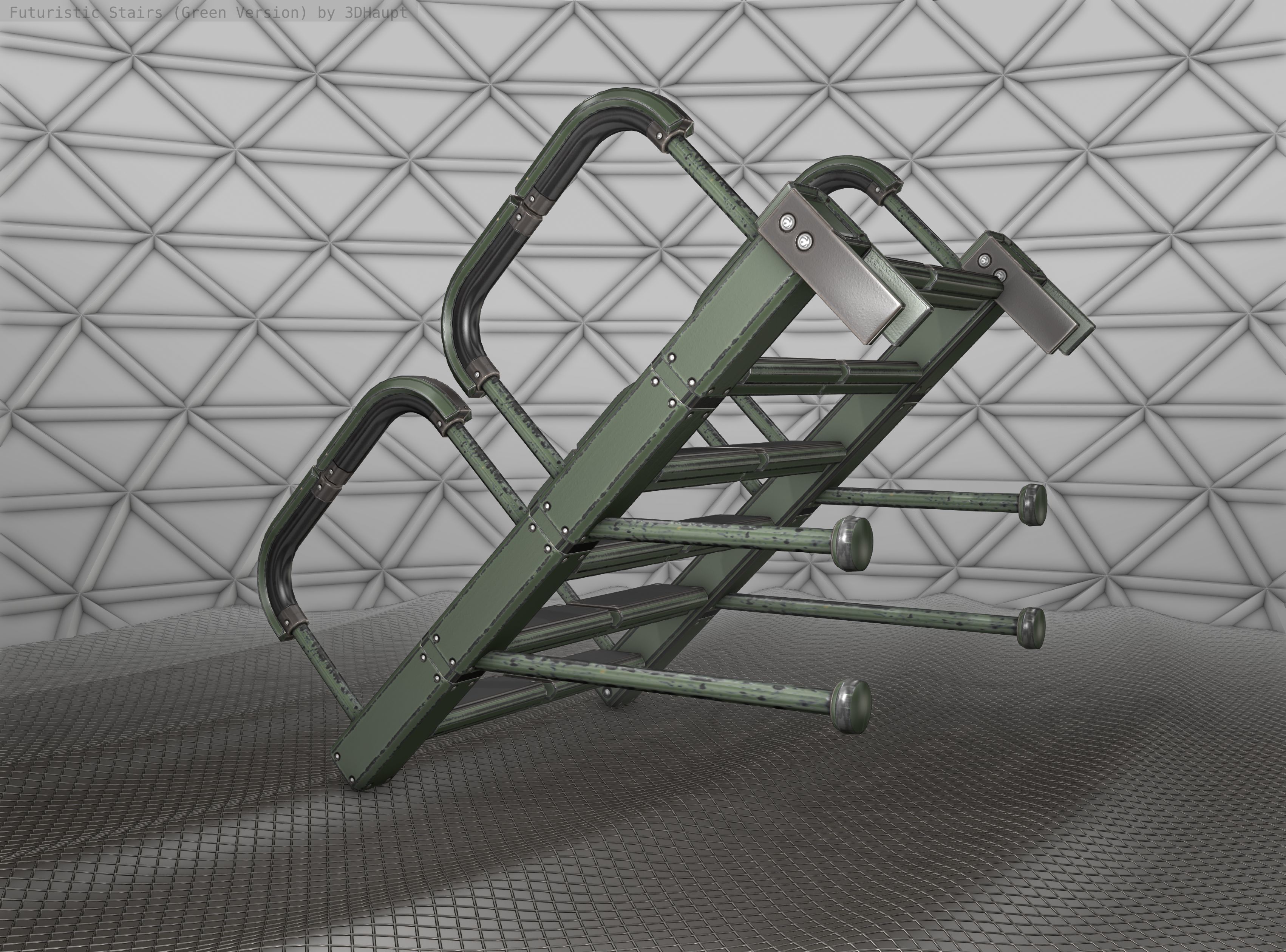 Sci-Fi Stairs - 25 - Green Version Low-poly 3D model_10