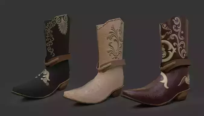Cowboy boots Low-poly 3D model