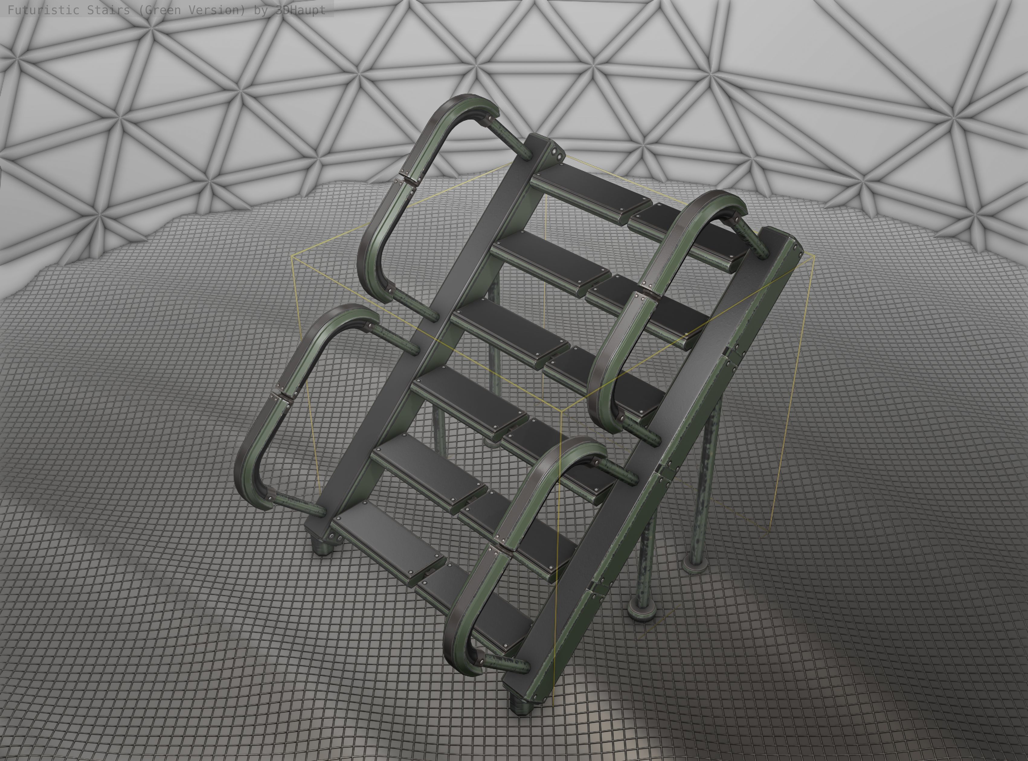 Sci-Fi Stairs - 27 - Green Version Low-poly 3D model_25