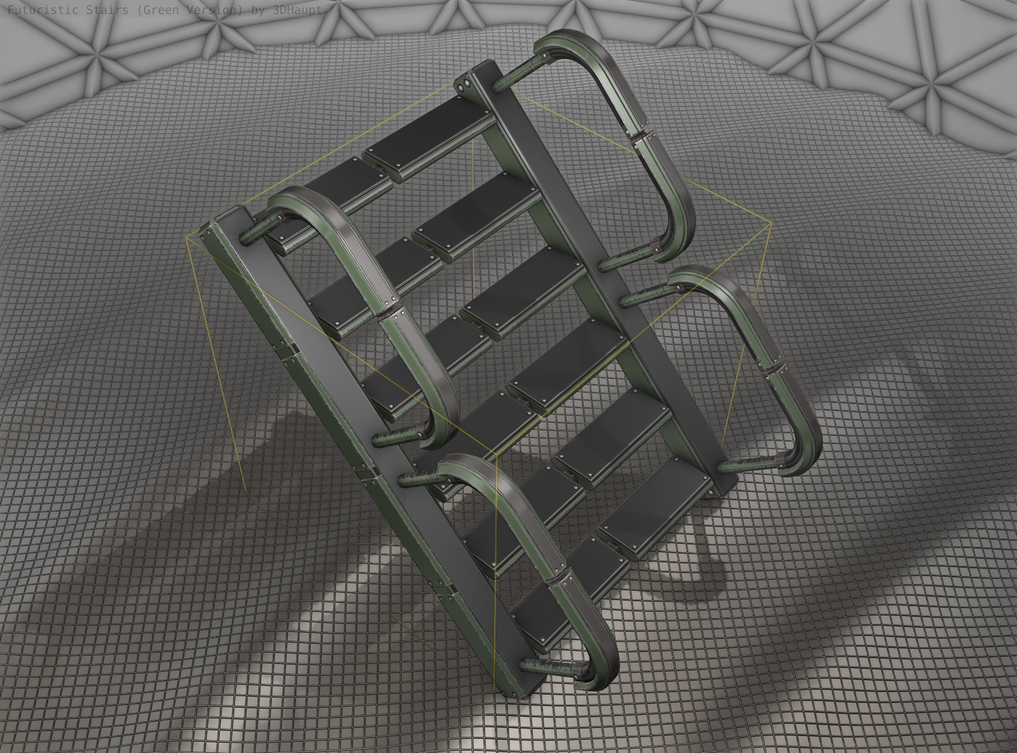 Sci-Fi Stairs - 27 - Green Version Low-poly 3D model_19