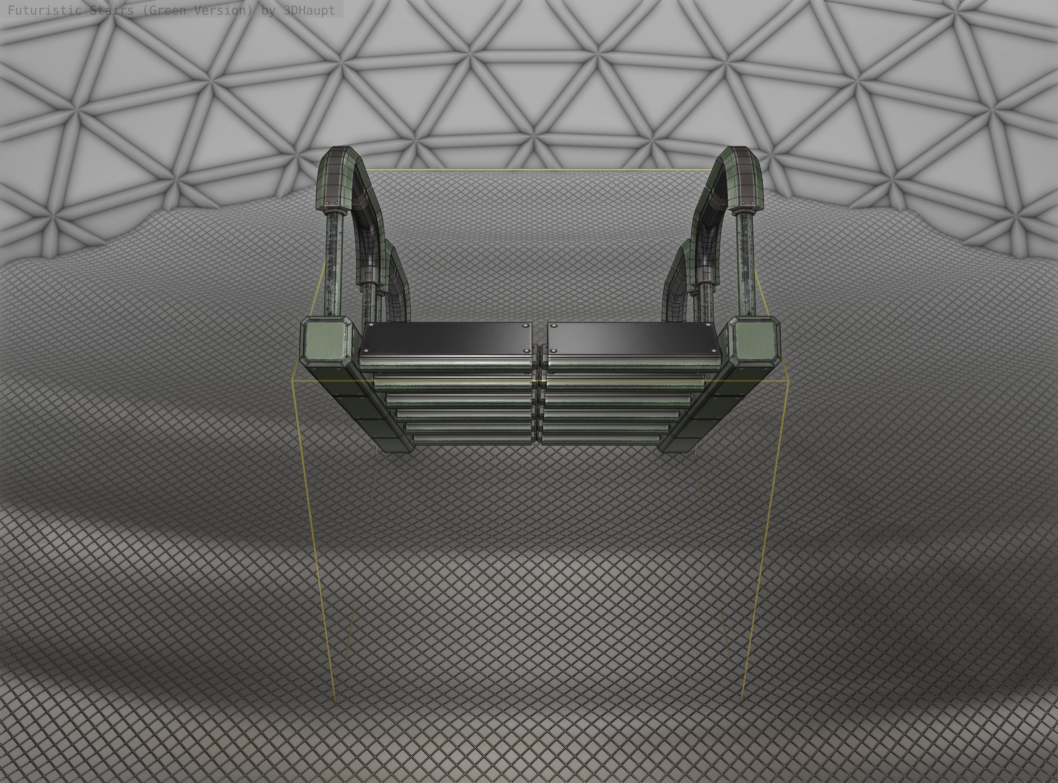 Sci-Fi Stairs - 27 - Green Version Low-poly 3D model_4