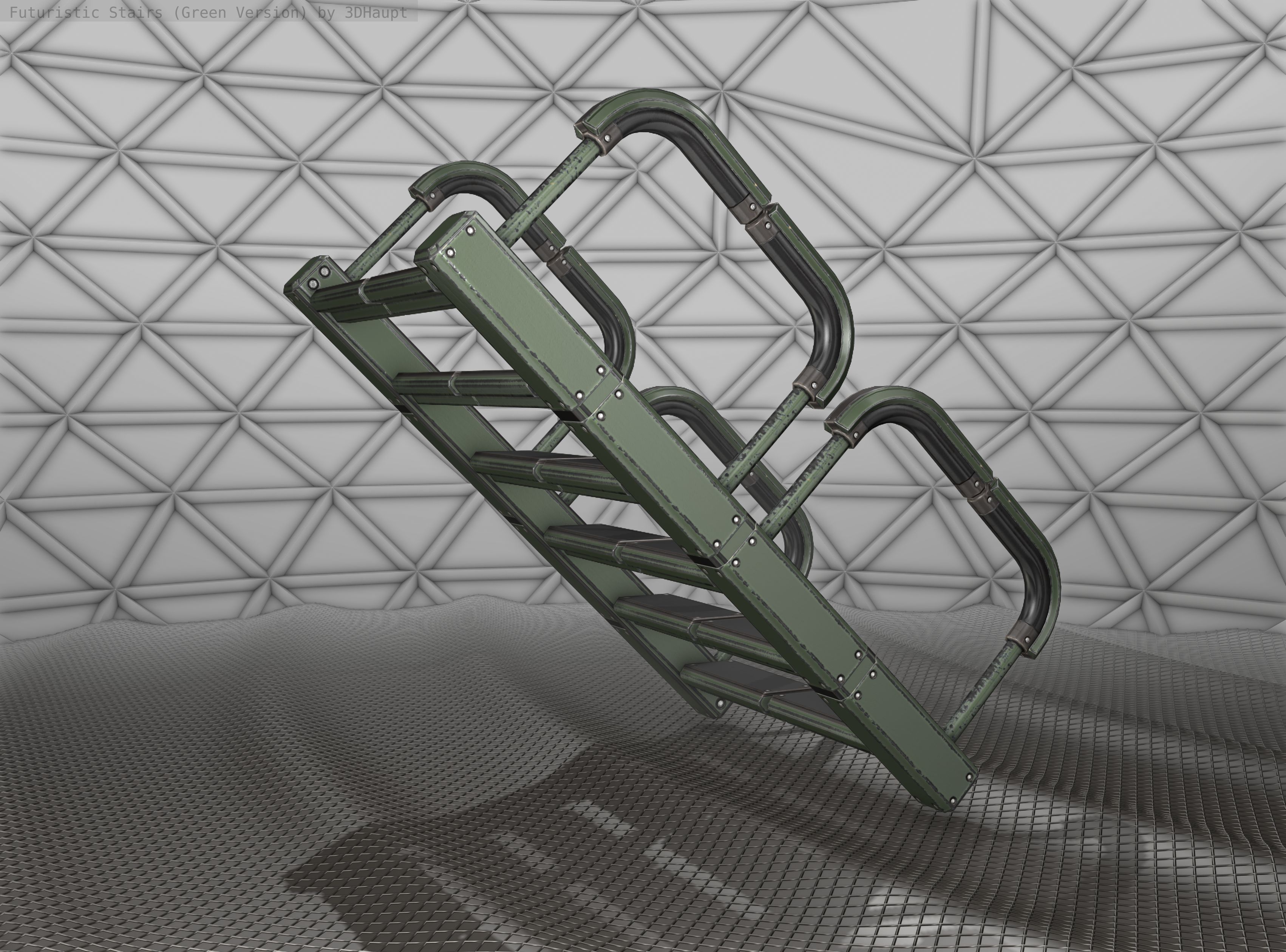 Sci-Fi Stairs - 27 - Green Version Low-poly 3D model_12