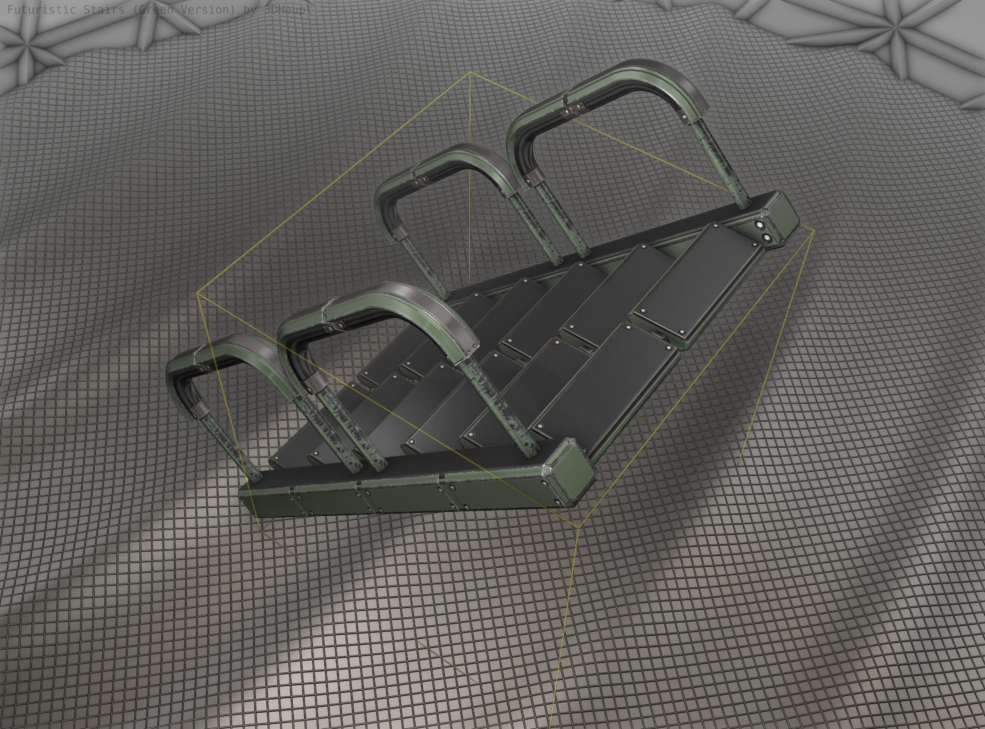 Sci-Fi Stairs - 27 - Green Version Low-poly 3D model_17