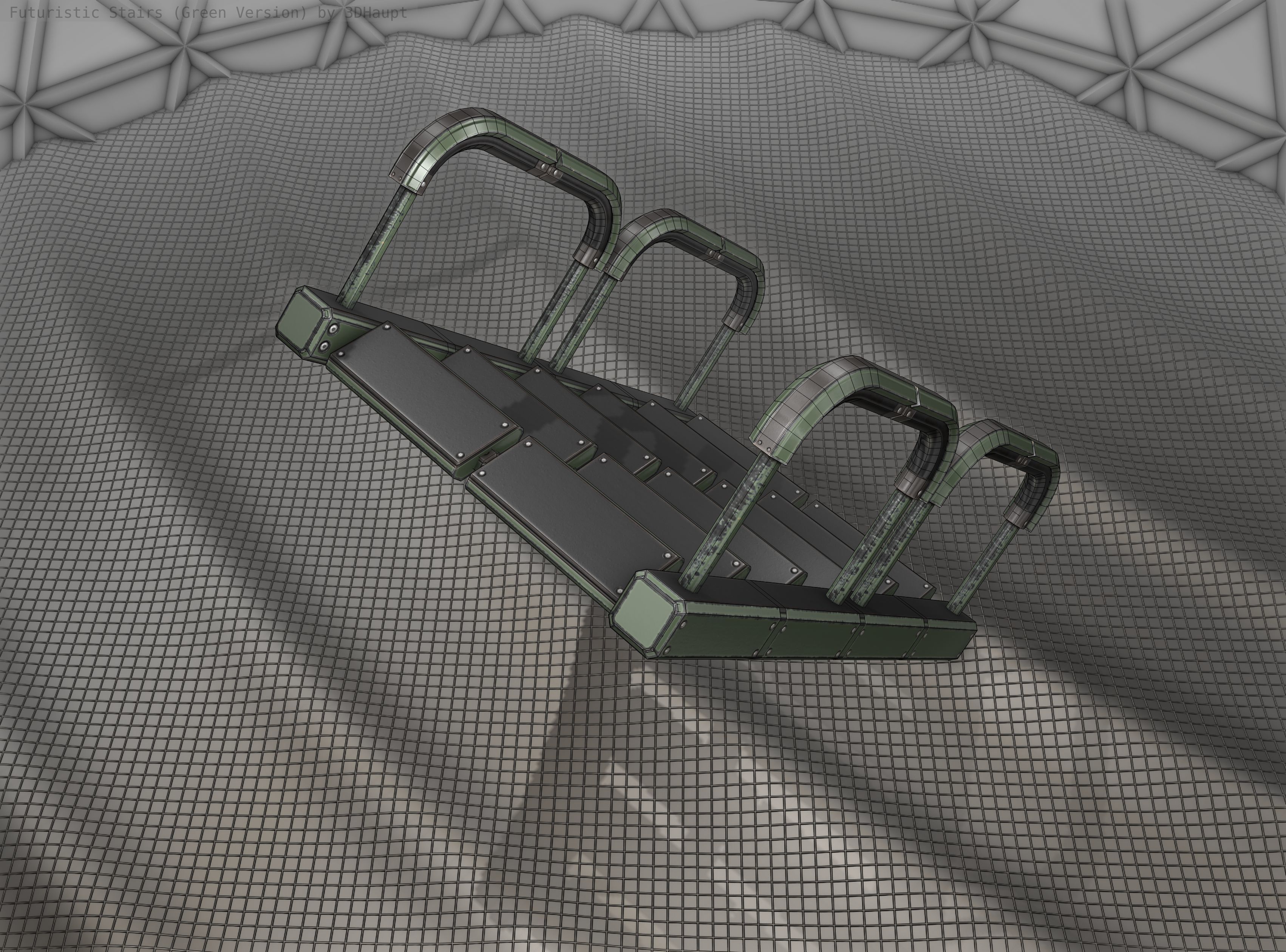 Sci-Fi Stairs - 27 - Green Version Low-poly 3D model_18