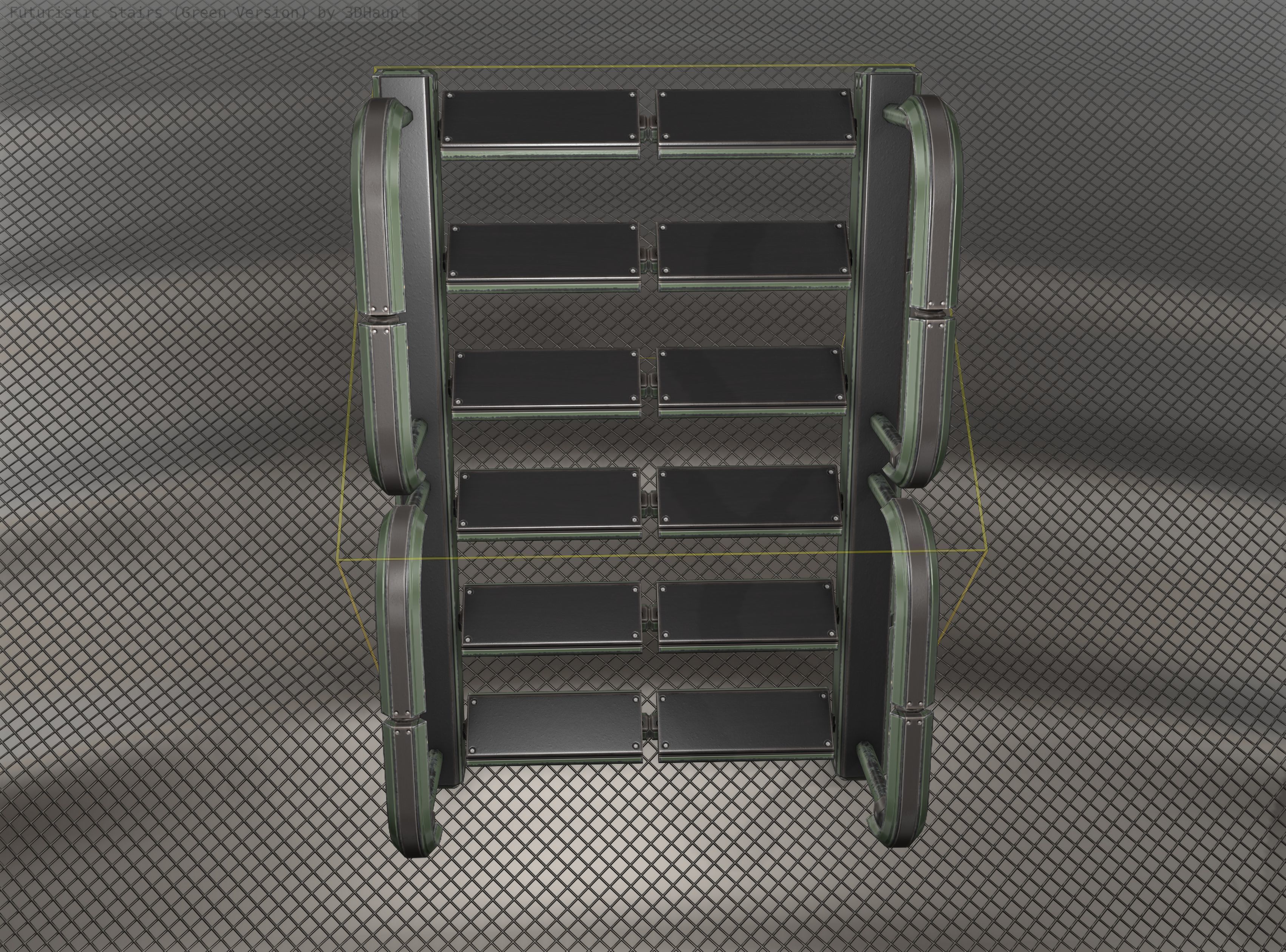 Sci-Fi Stairs - 27 - Green Version Low-poly 3D model_15