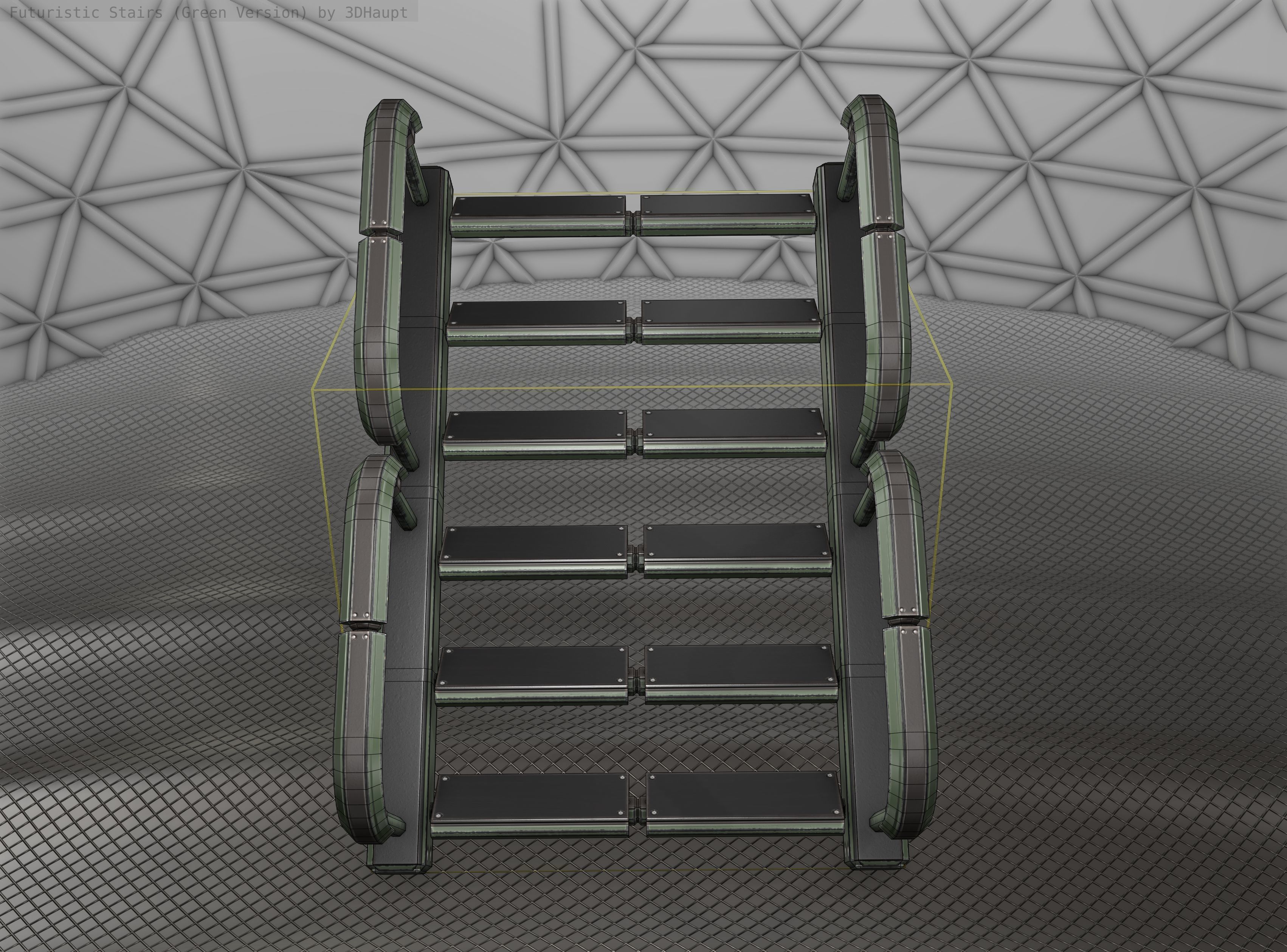 Sci-Fi Stairs - 27 - Green Version Low-poly 3D model_8