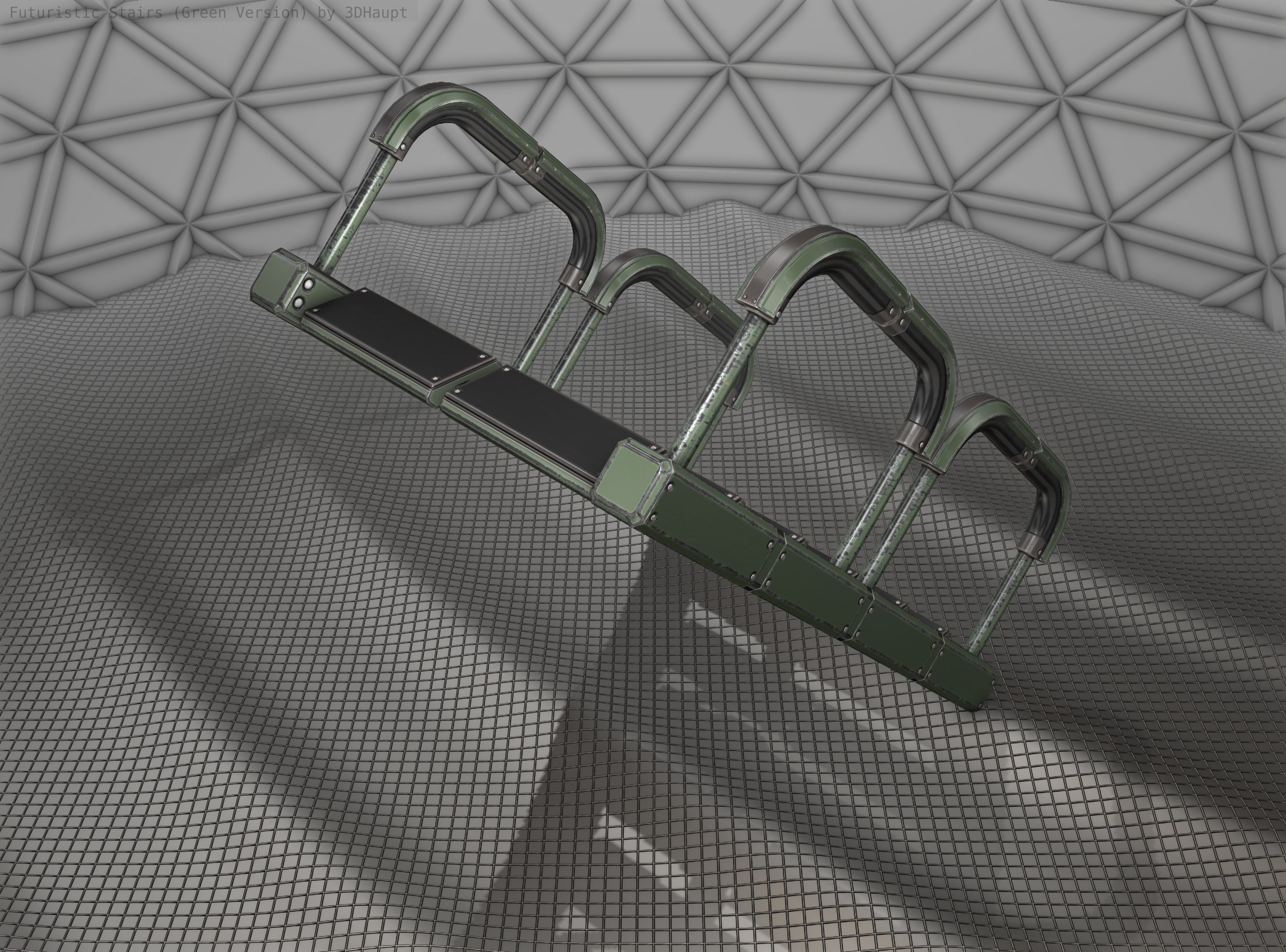 Sci-Fi Stairs - 27 - Green Version Low-poly 3D model_5