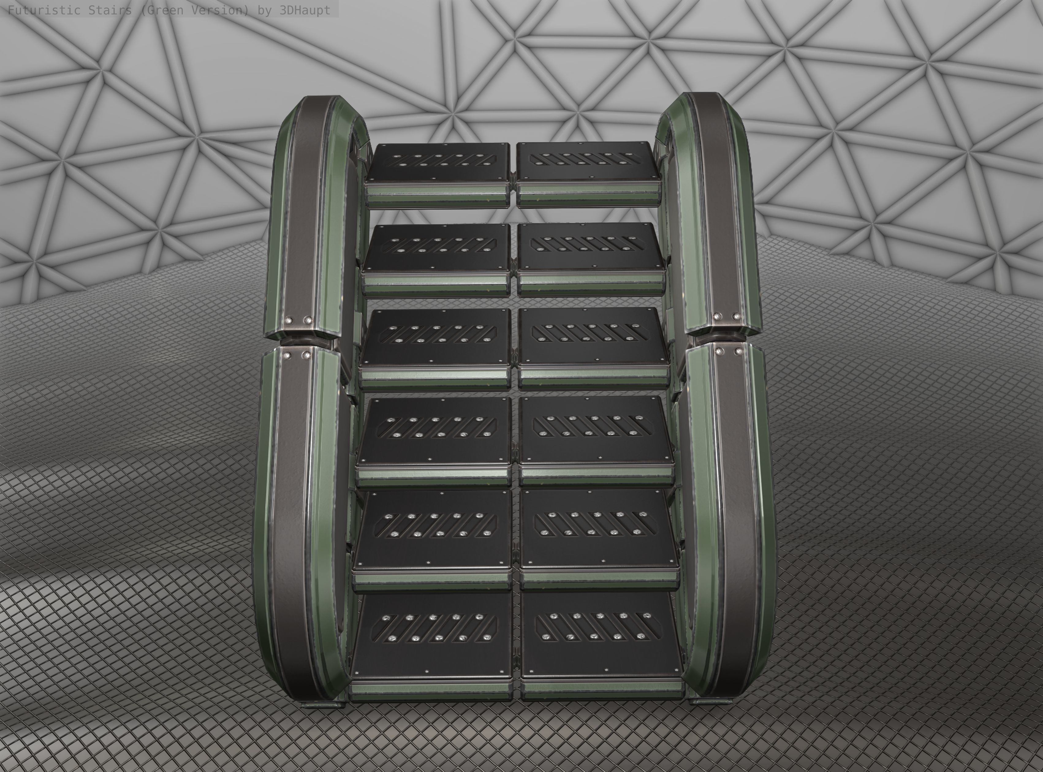 Sci-Fi Stairs - 30 - Green Version Low-poly 3D model_10