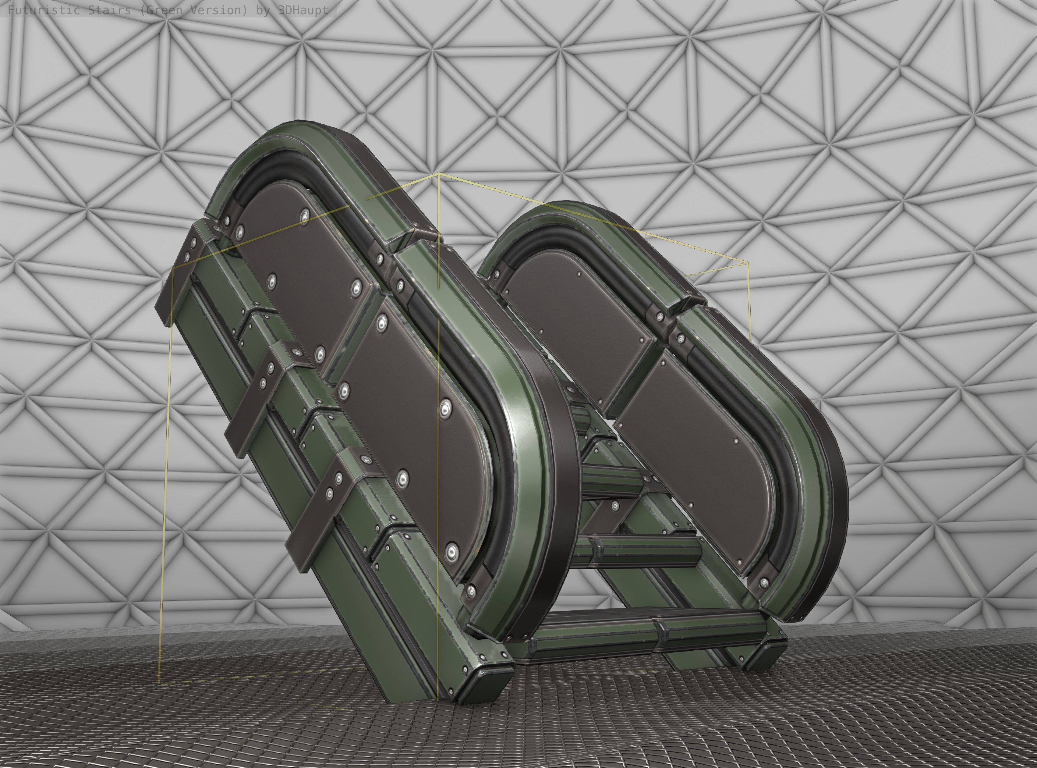 Sci-Fi Stairs - 30 - Green Version Low-poly 3D model_22