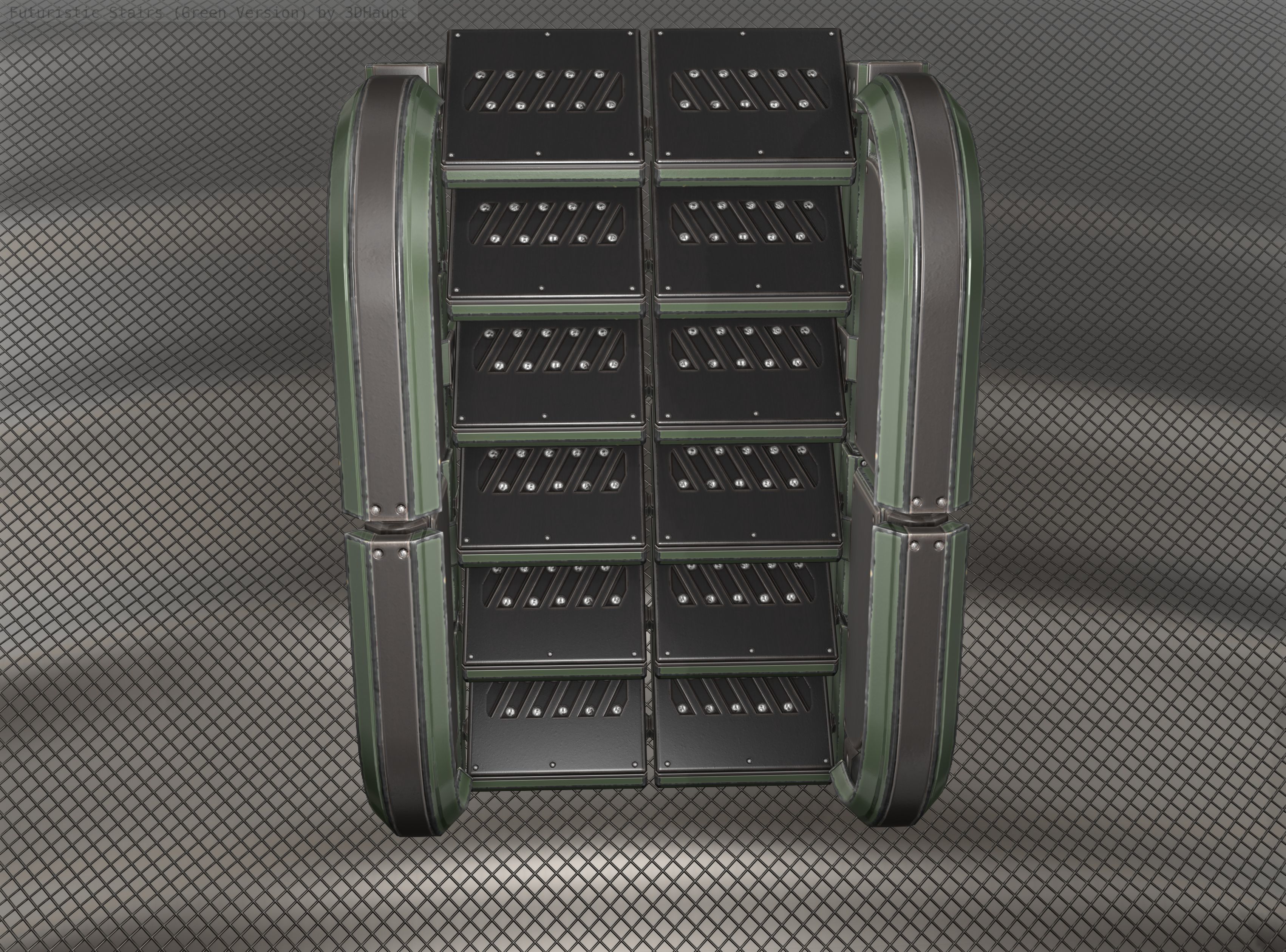 Sci-Fi Stairs - 30 - Green Version Low-poly 3D model_17