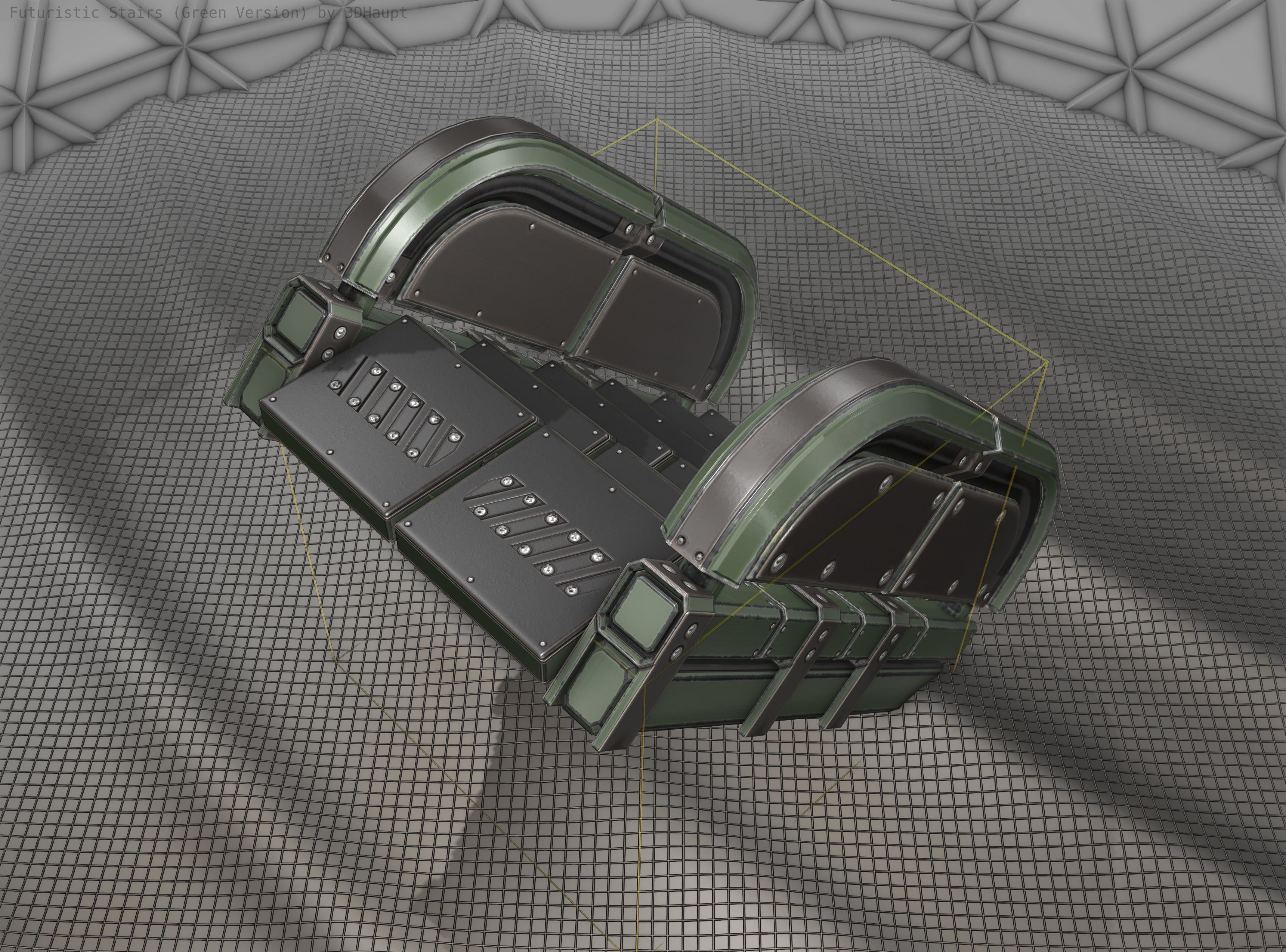 Sci-Fi Stairs - 30 - Green Version Low-poly 3D model_2