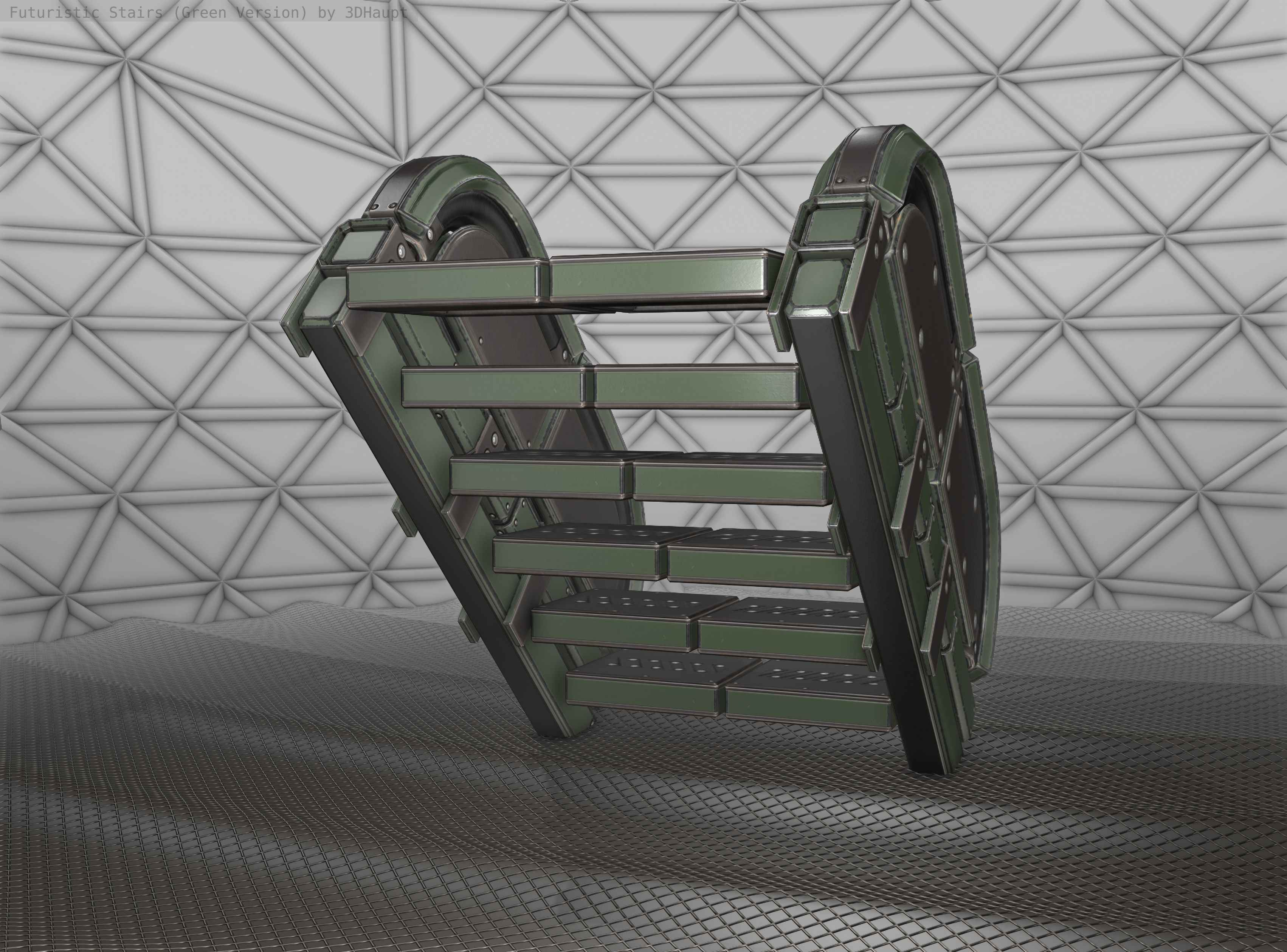 Sci-Fi Stairs - 30 - Green Version Low-poly 3D model_14