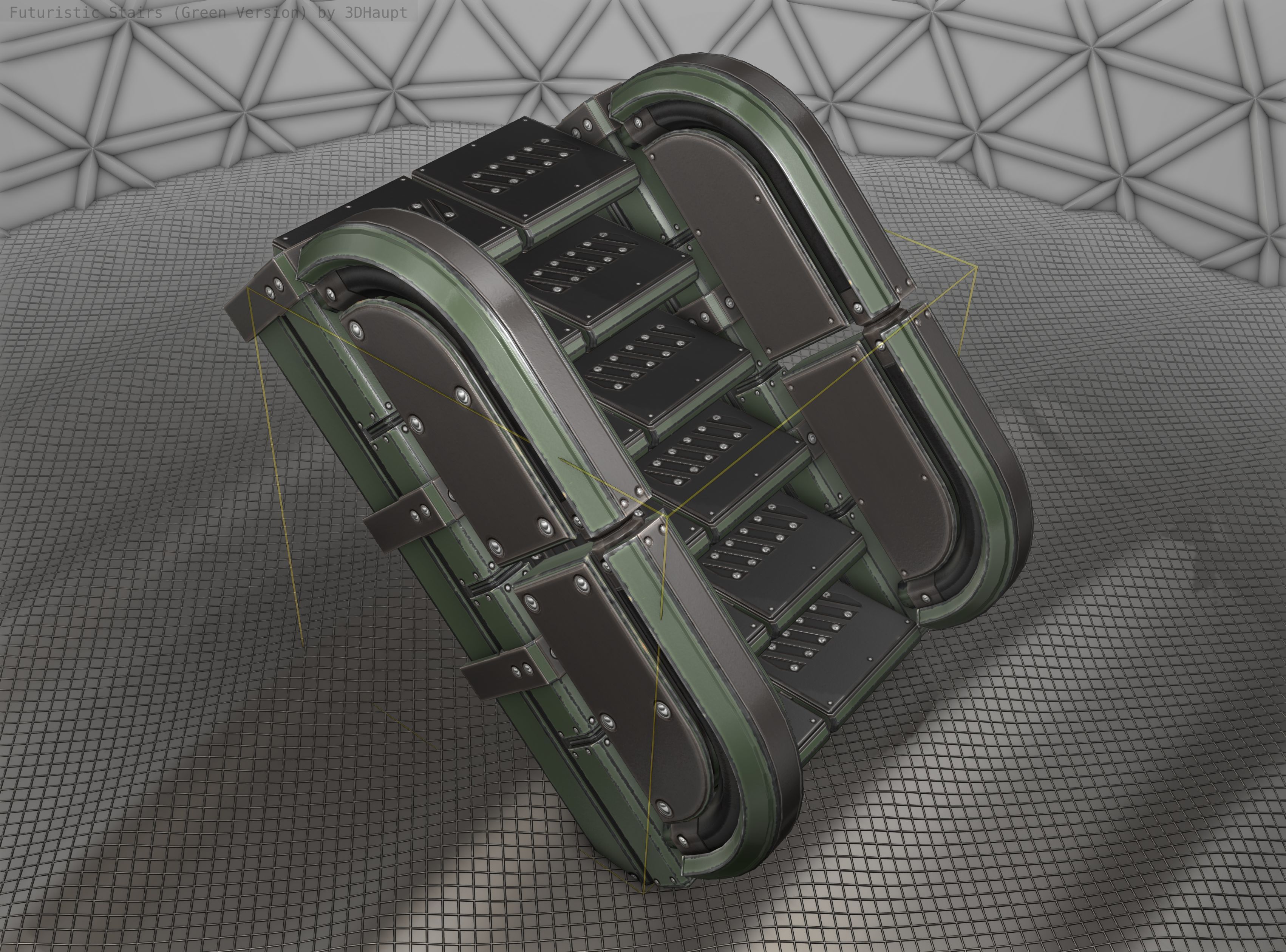 Sci-Fi Stairs - 30 - Green Version Low-poly 3D model_21