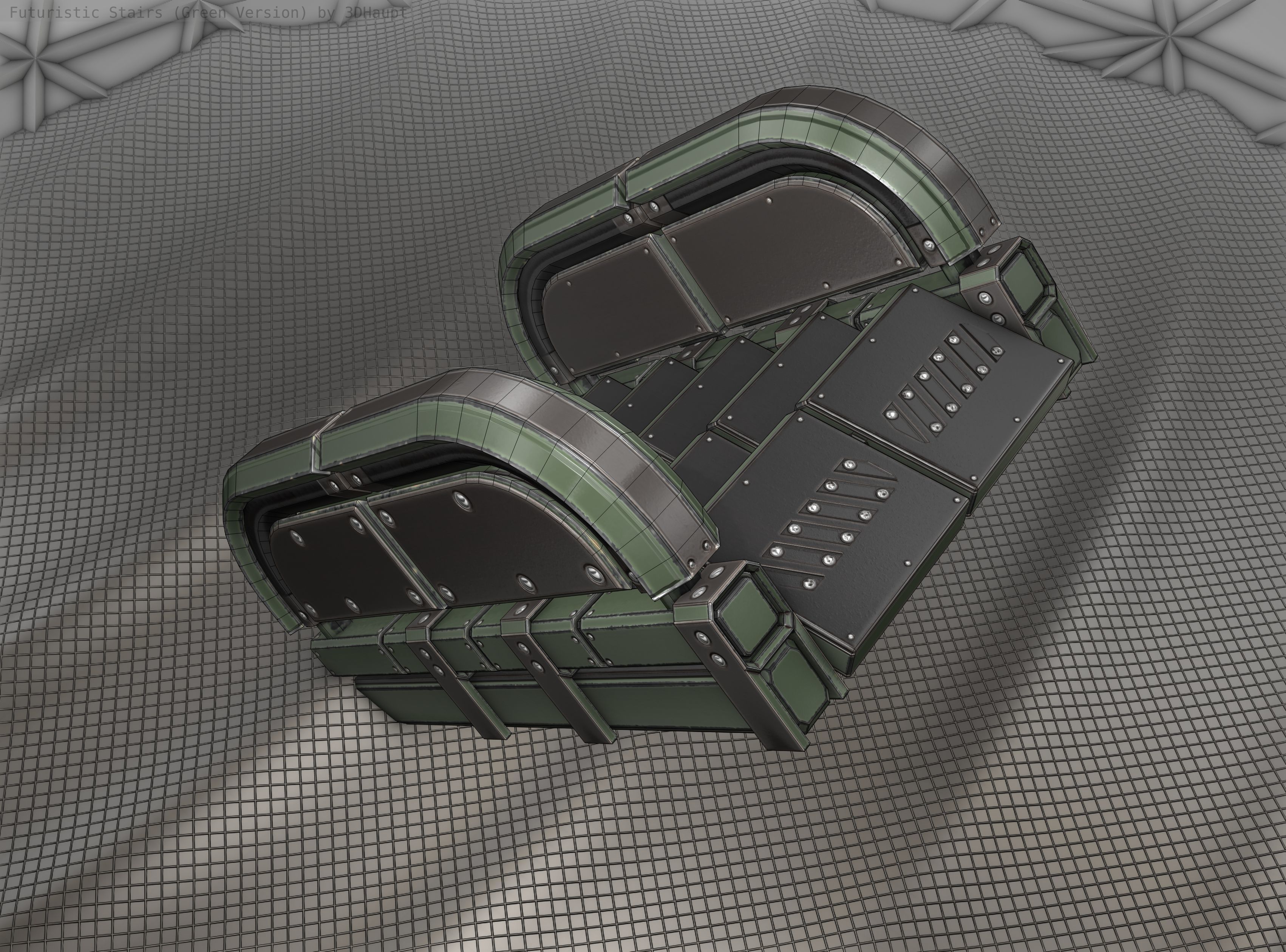 Sci-Fi Stairs - 30 - Green Version Low-poly 3D model_19