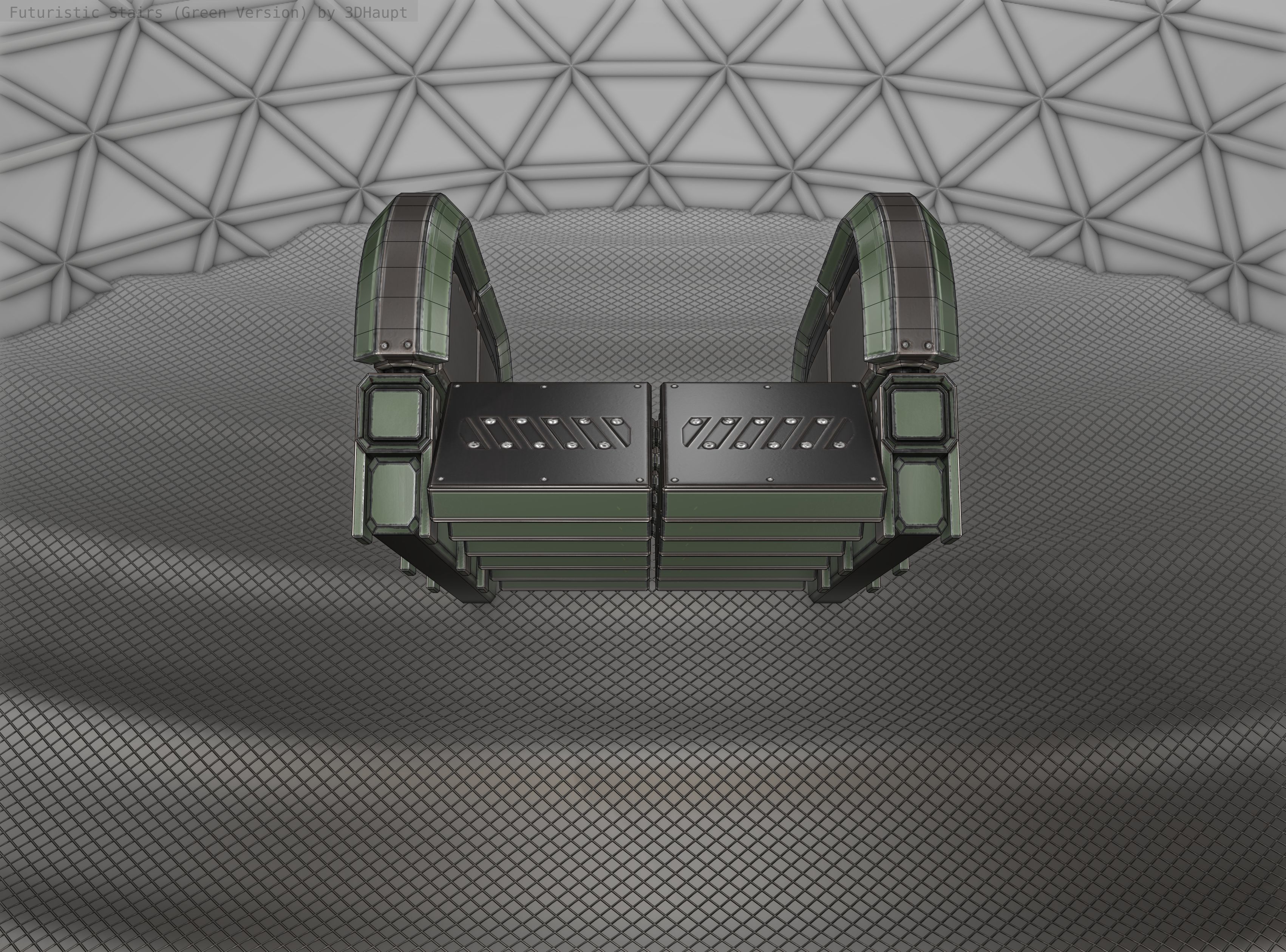 Sci-Fi Stairs - 30 - Green Version Low-poly 3D model_6