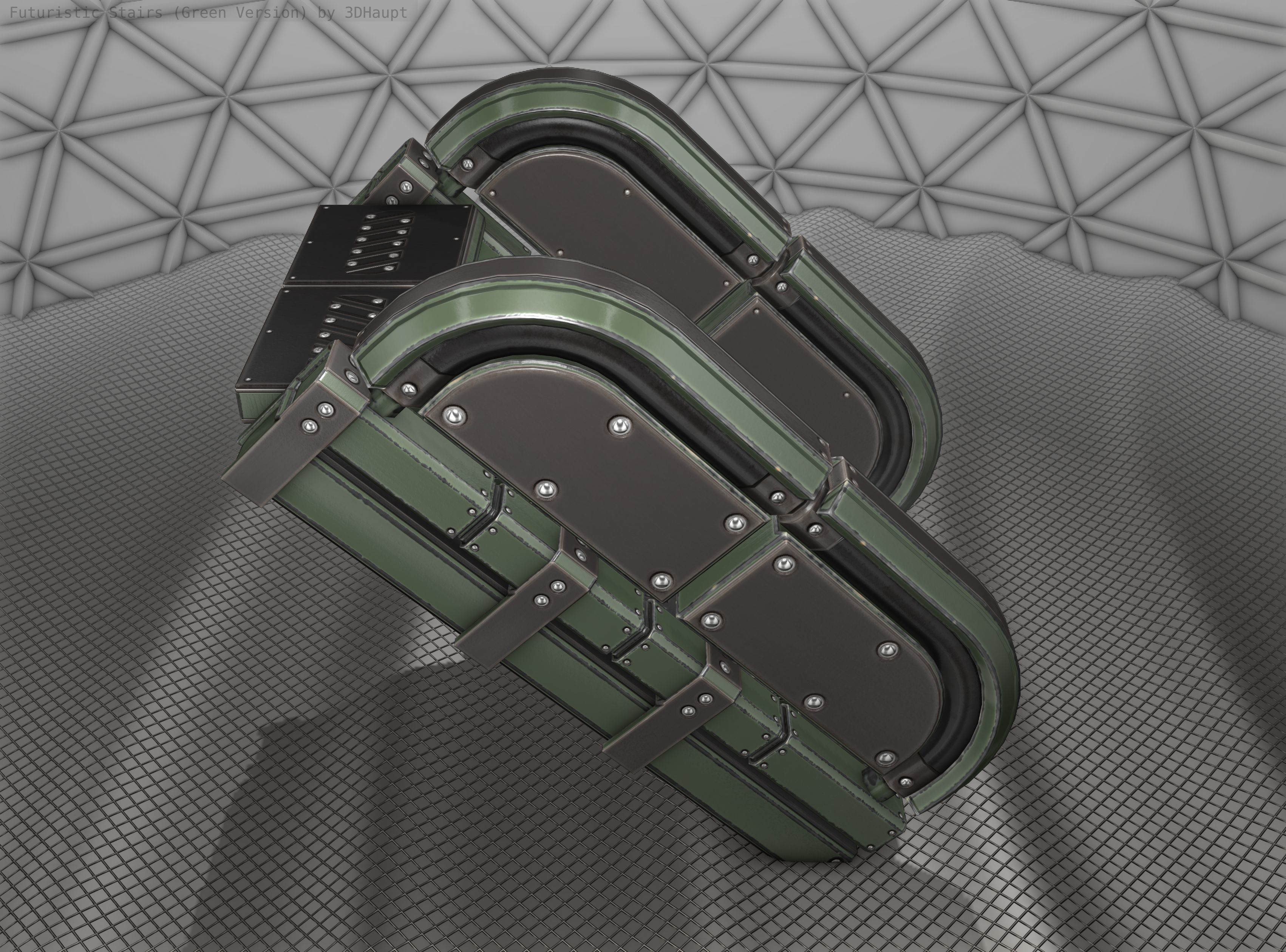 Sci-Fi Stairs - 30 - Green Version Low-poly 3D model_8