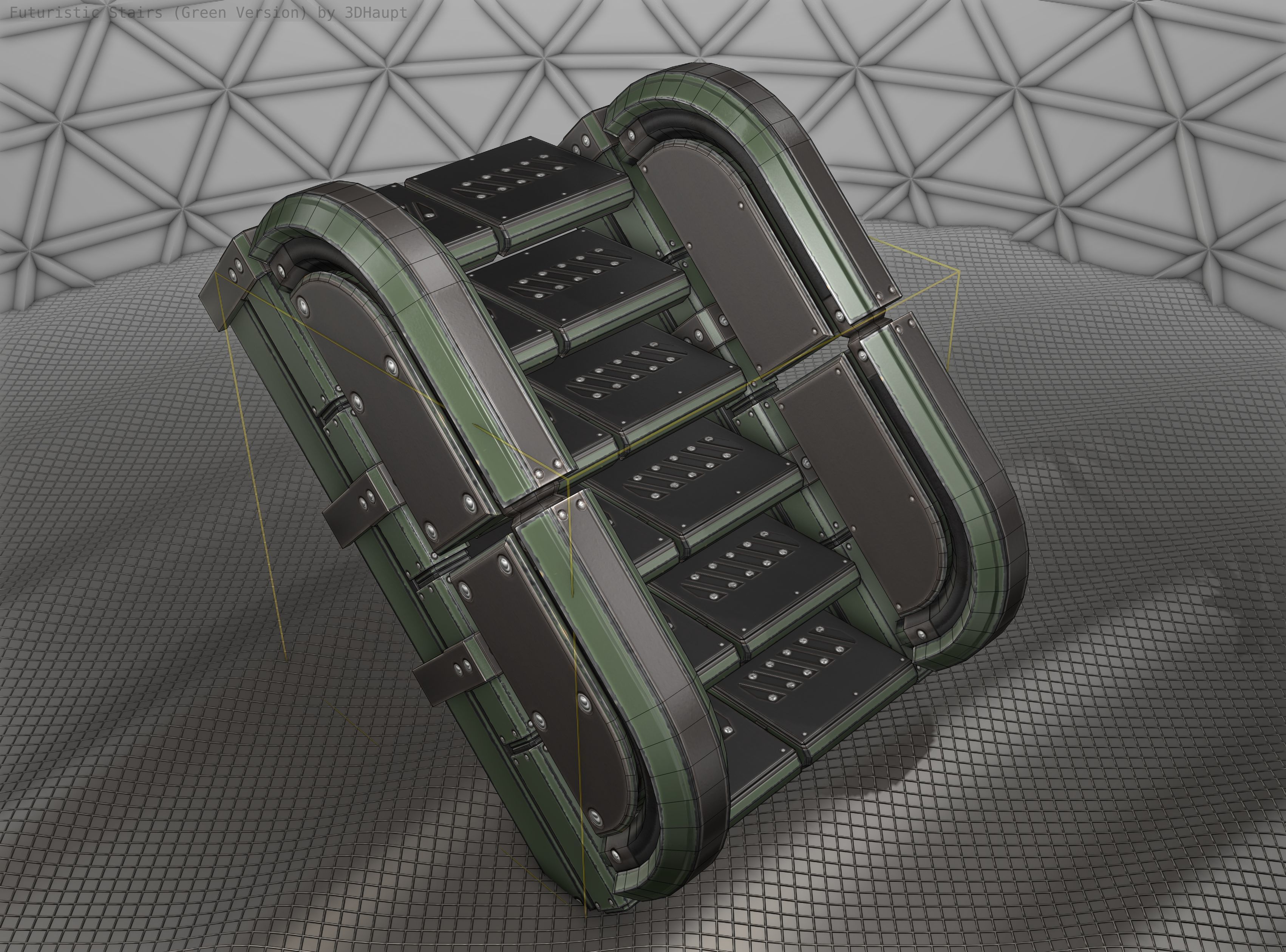 Sci-Fi Stairs - 30 - Green Version Low-poly 3D model_9