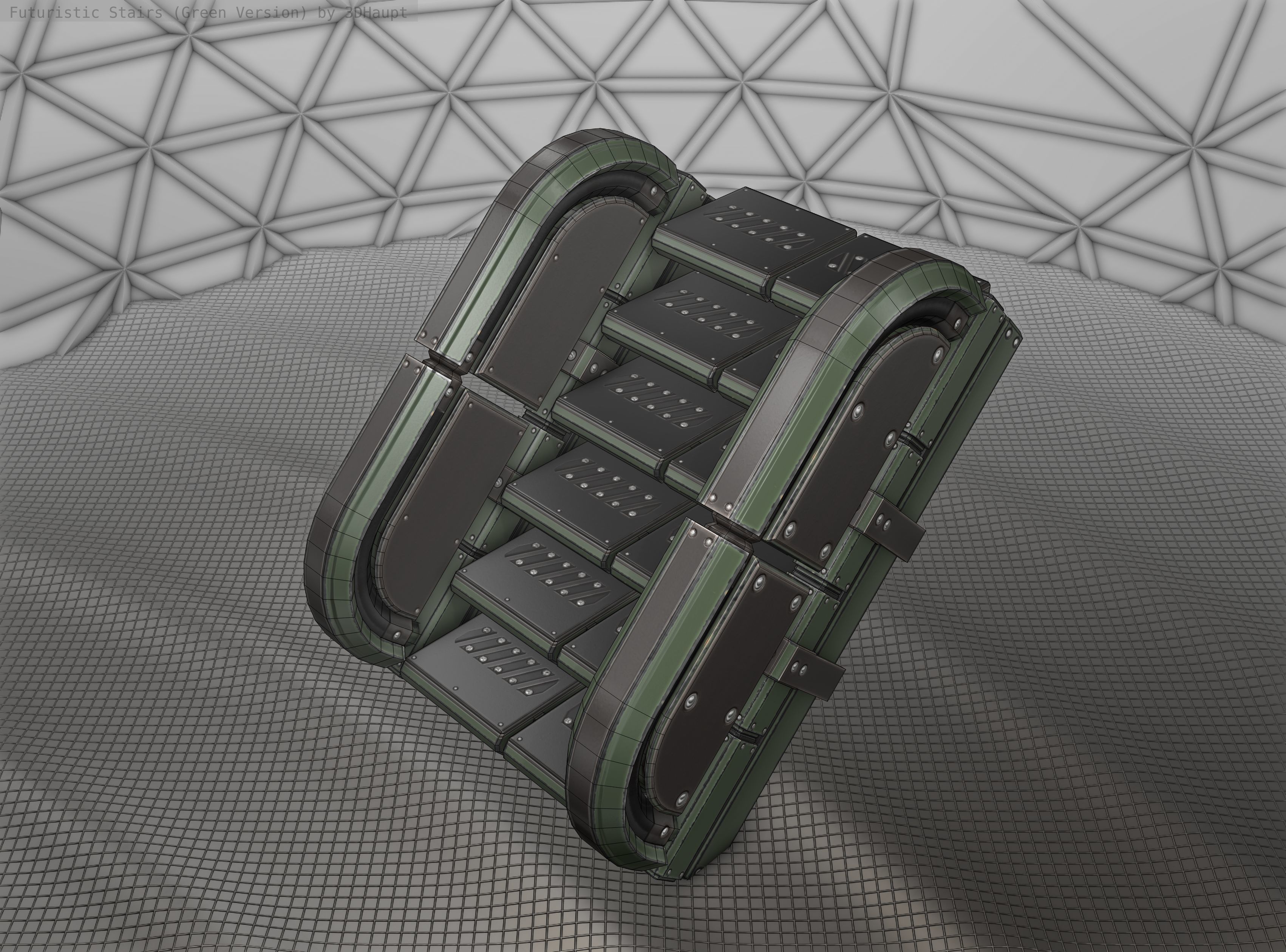Sci-Fi Stairs - 30 - Green Version Low-poly 3D model_25