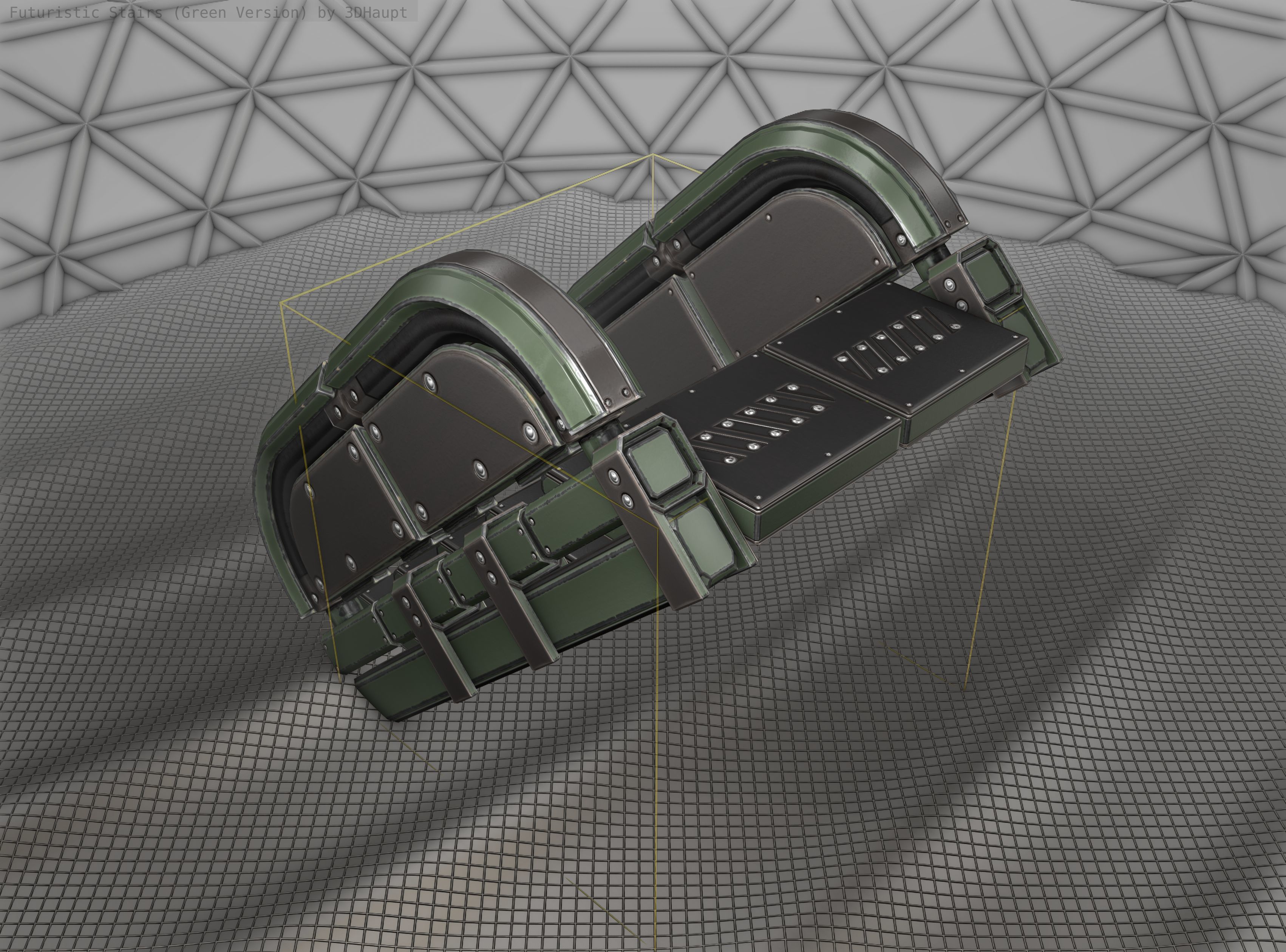 Sci-Fi Stairs - 30 - Green Version Low-poly 3D model_5